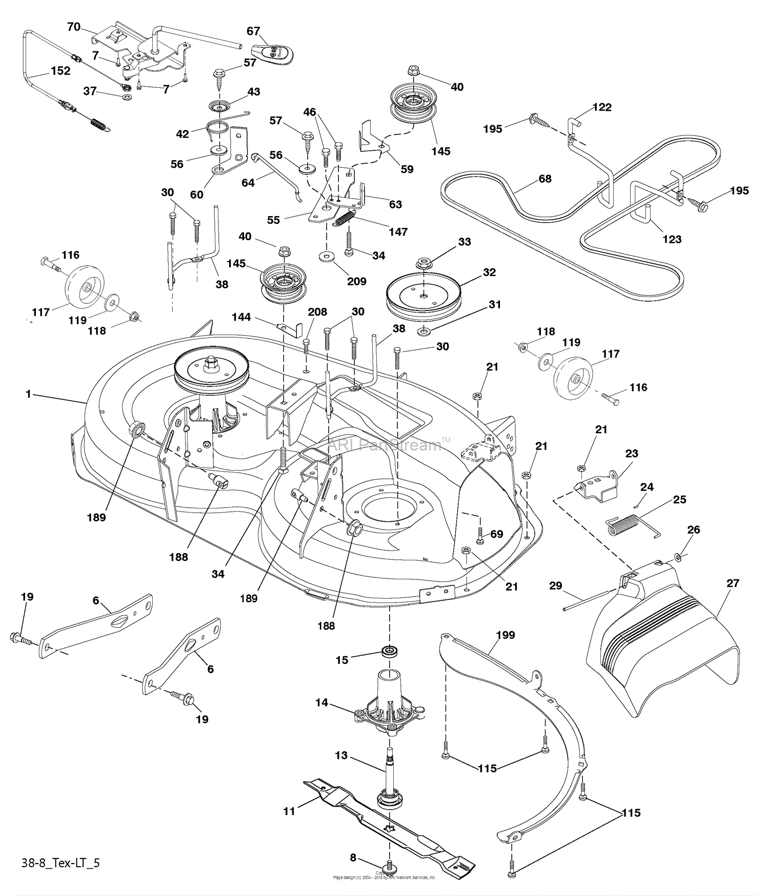 Husqvarna LTH 18538 (917.289600) (2010-05) Parts Diagram for Mower Deck