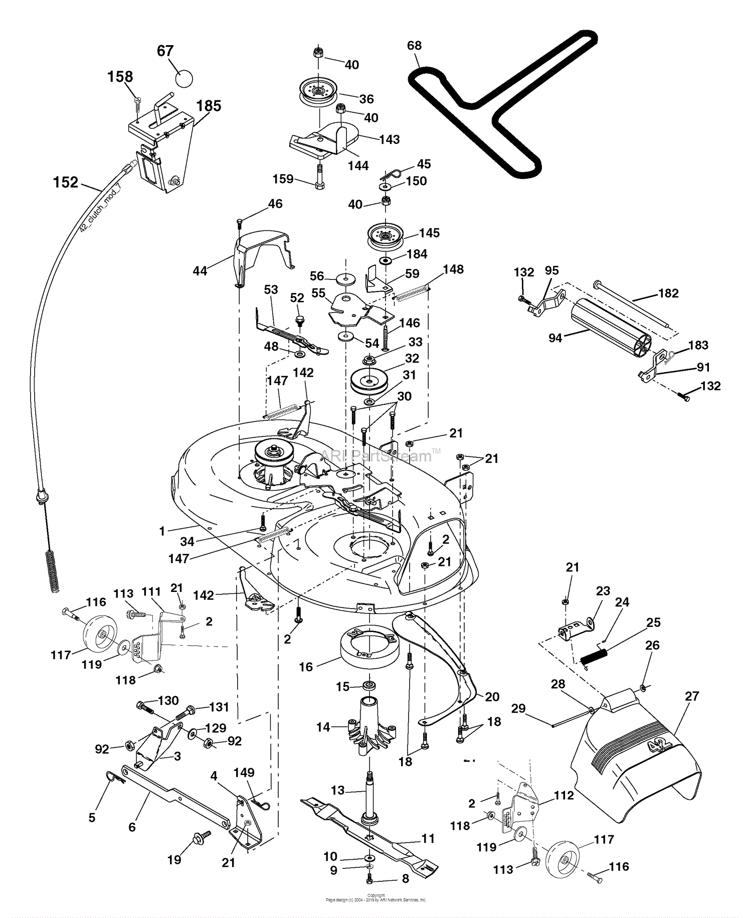 Husqvarna LTH 18542 C (954571731) (2004-08) Parts Diagram for Mower Deck