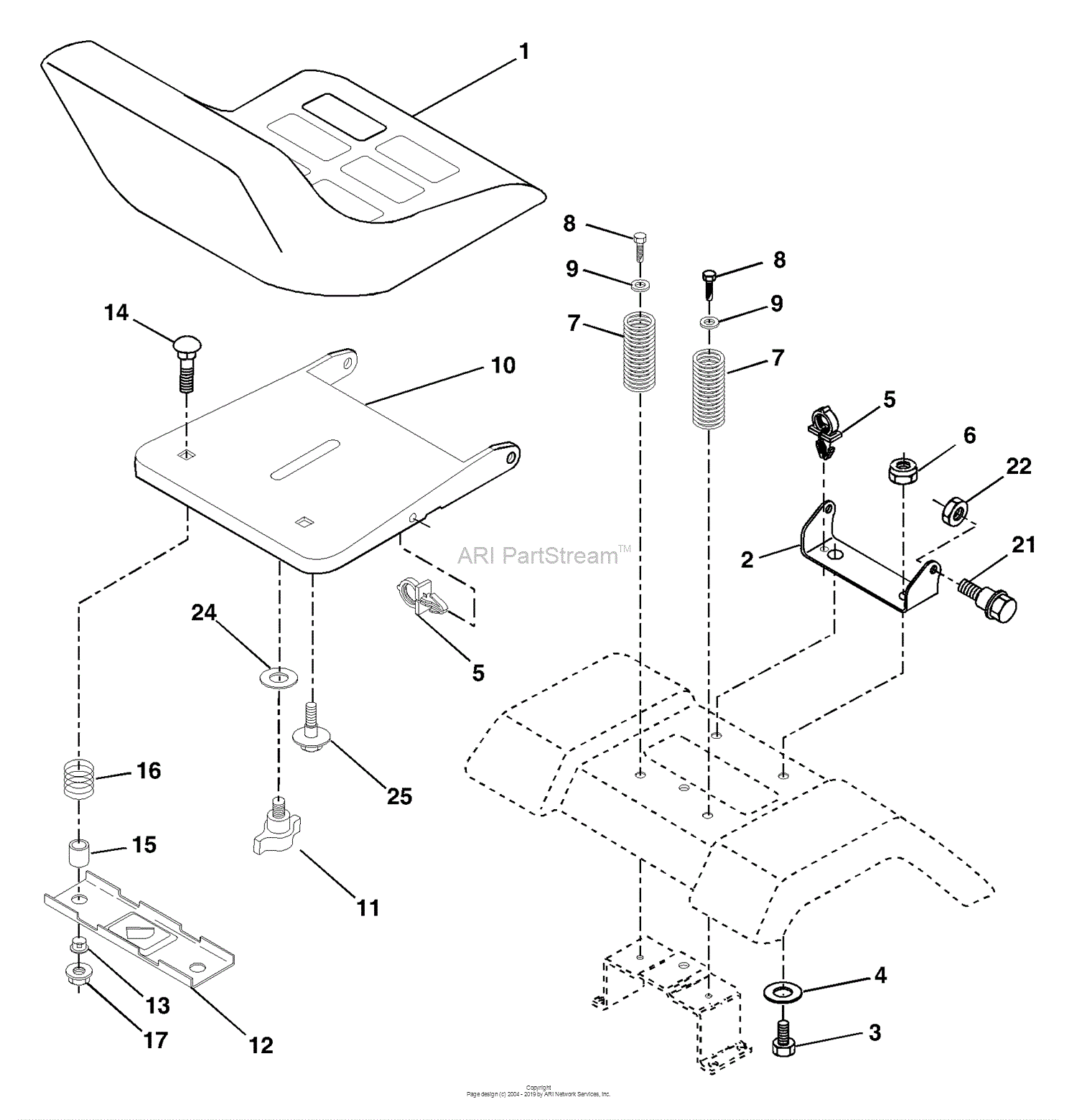 Husqvarna LTH 2042 A (954571953) (2003-12) Parts Diagram for Seat Assembly