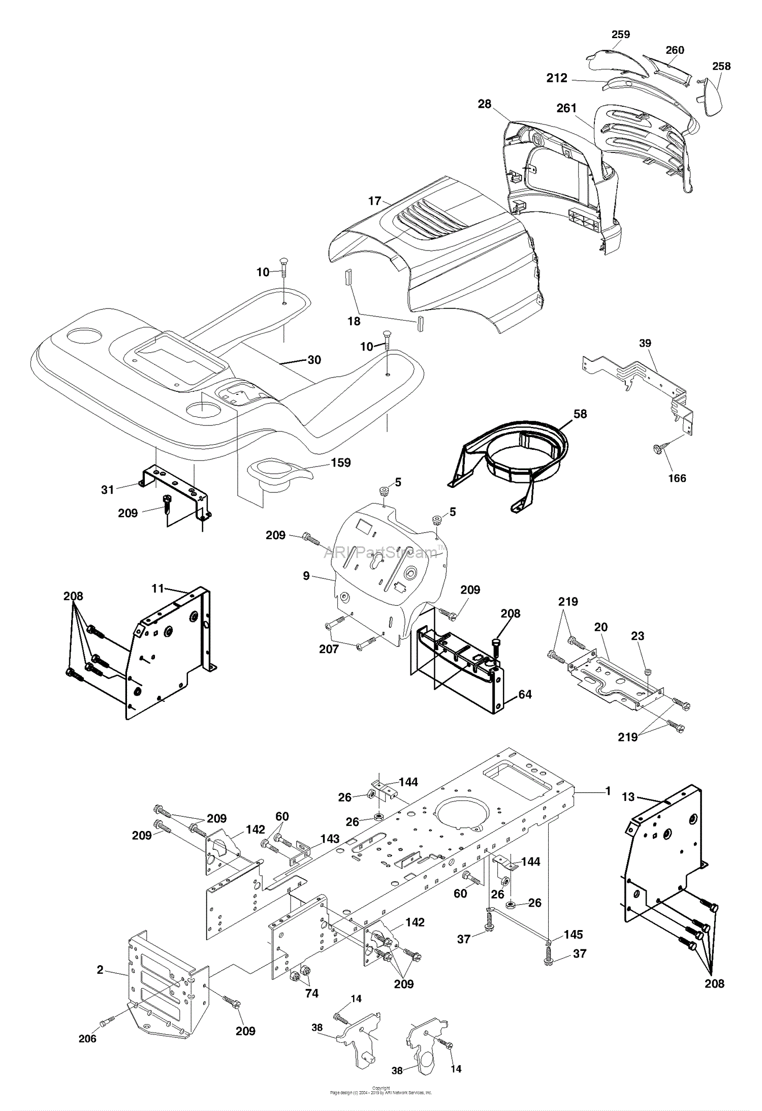 Husqvarna LTH 2042 B (954571953) (2004-01) Parts Diagram for Chassis ...