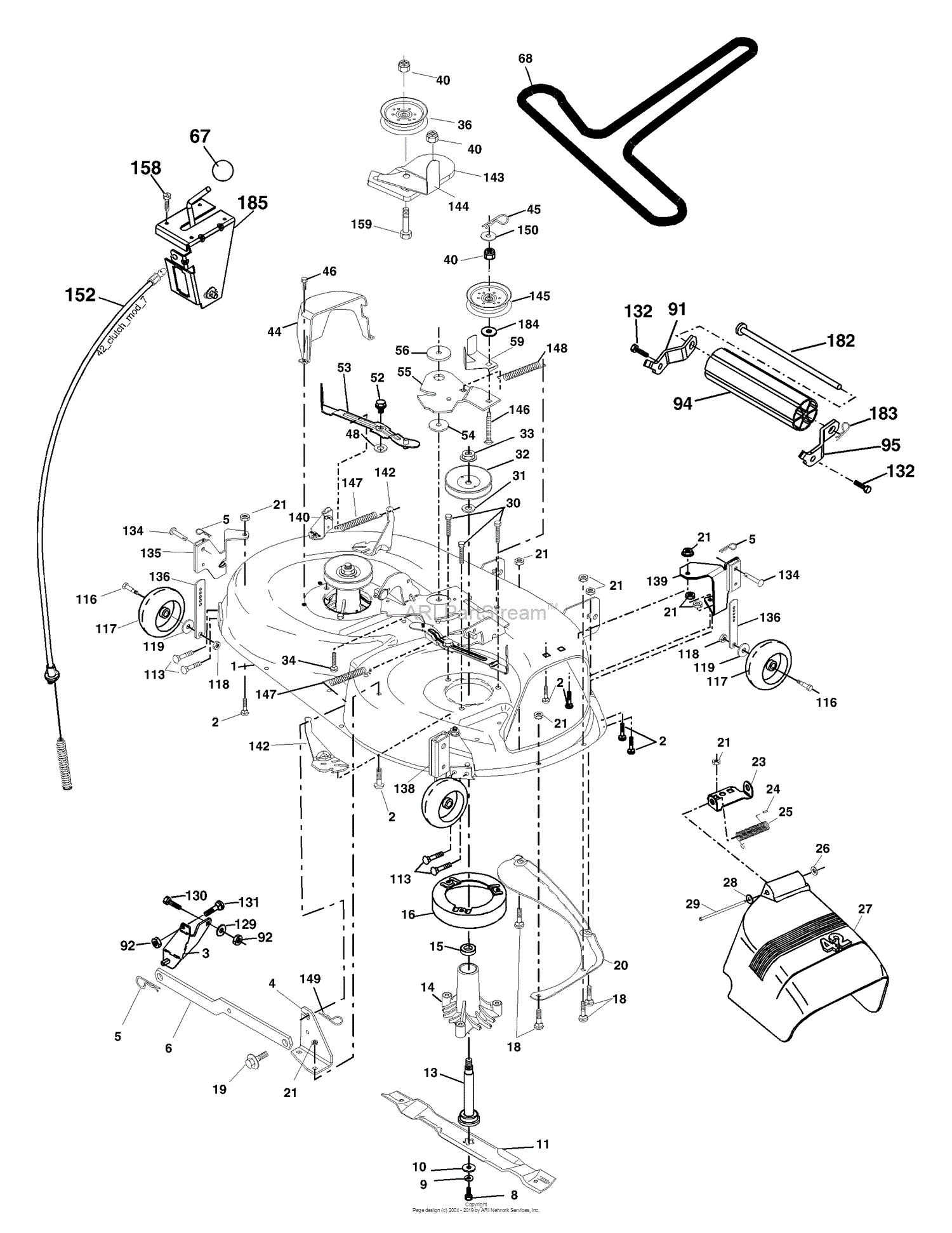 Husqvarna LTH 2042 B (954571953) (2004-01) Parts Diagram for Mower Deck