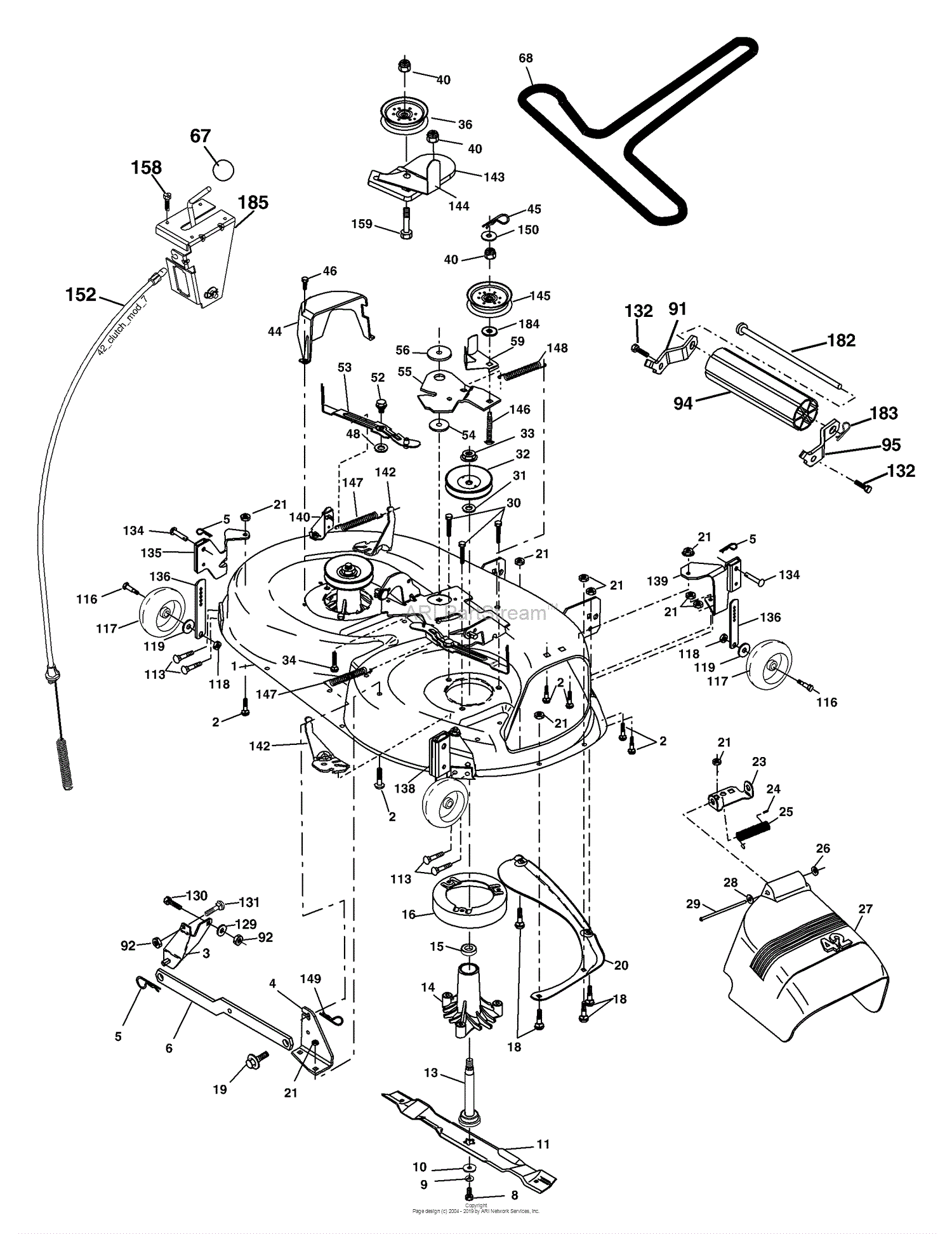 Husqvarna LTH 2042 C (954571953) (2004-03) Parts Diagram for Mower Deck