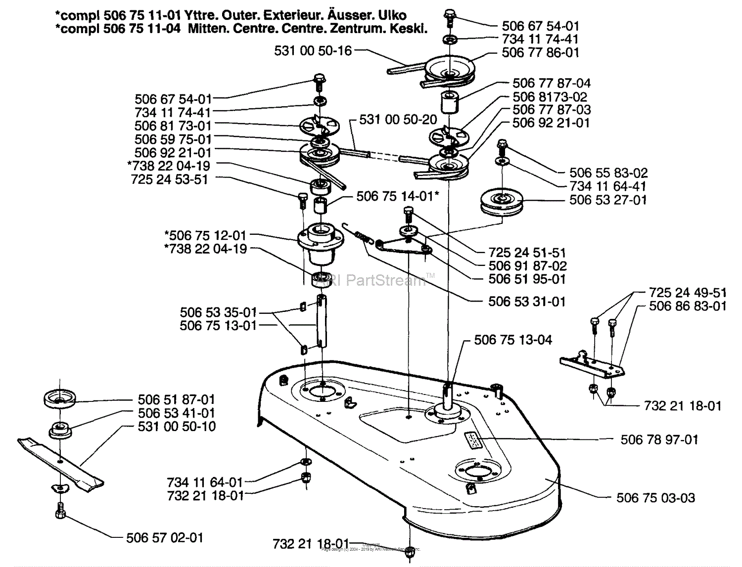 Husqvarna Rider 1200 (1996-08) Parts Diagram for Cutter Deck Assembly ...