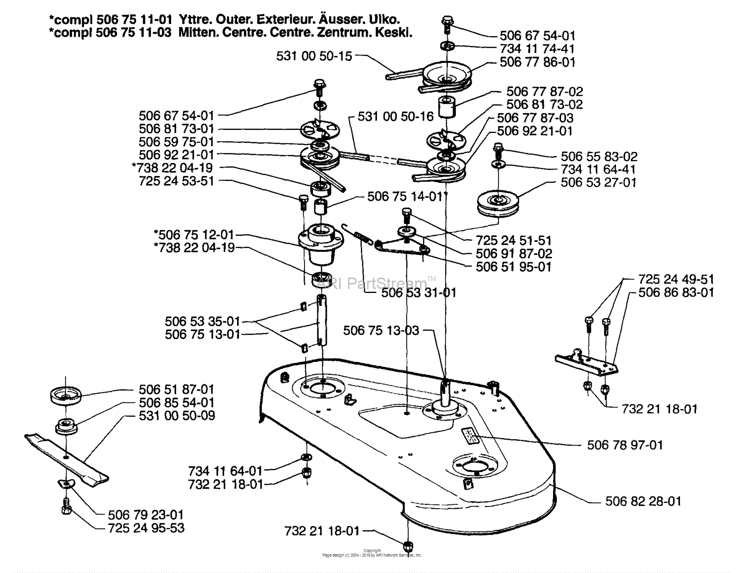 Husqvarna Rider 1200 1996 08 Parts Diagram for Cutter Deck