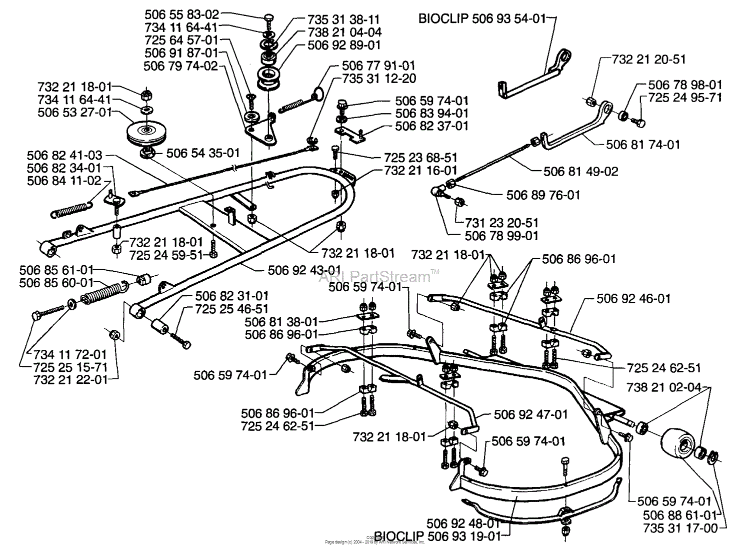 Husqvarna Rider 1200 (1996-08) Parts Diagram For Frame And Pulley 