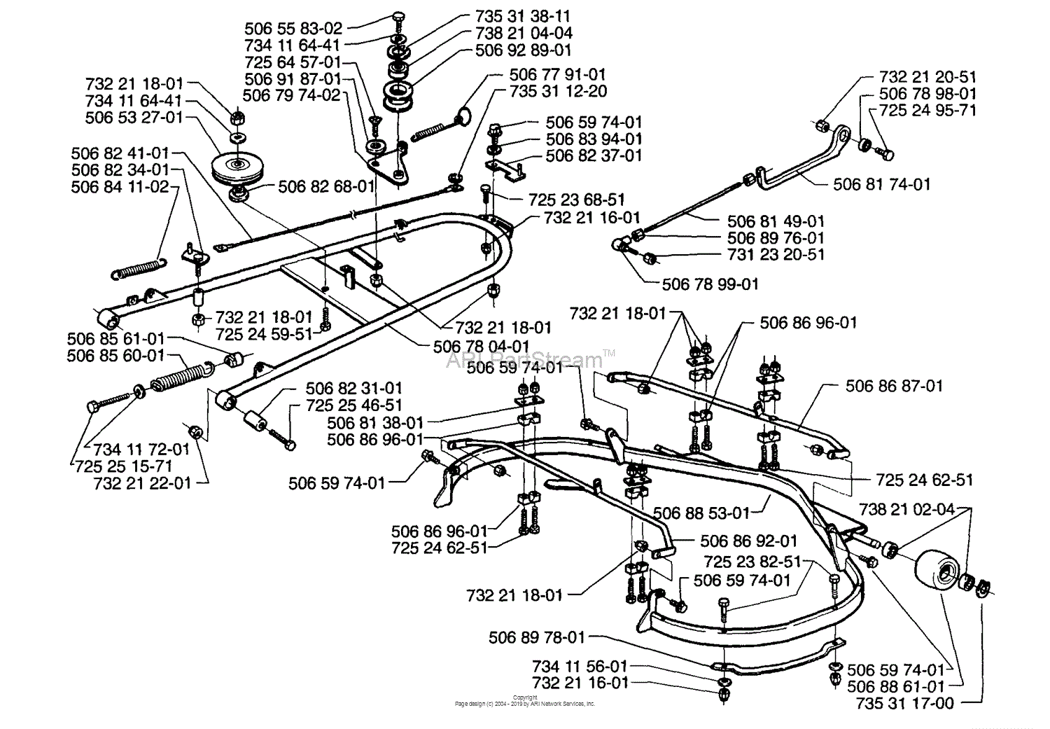 Husqvarna Rider 1200 (1996-08) Parts Diagram for Frame And Pulley ...