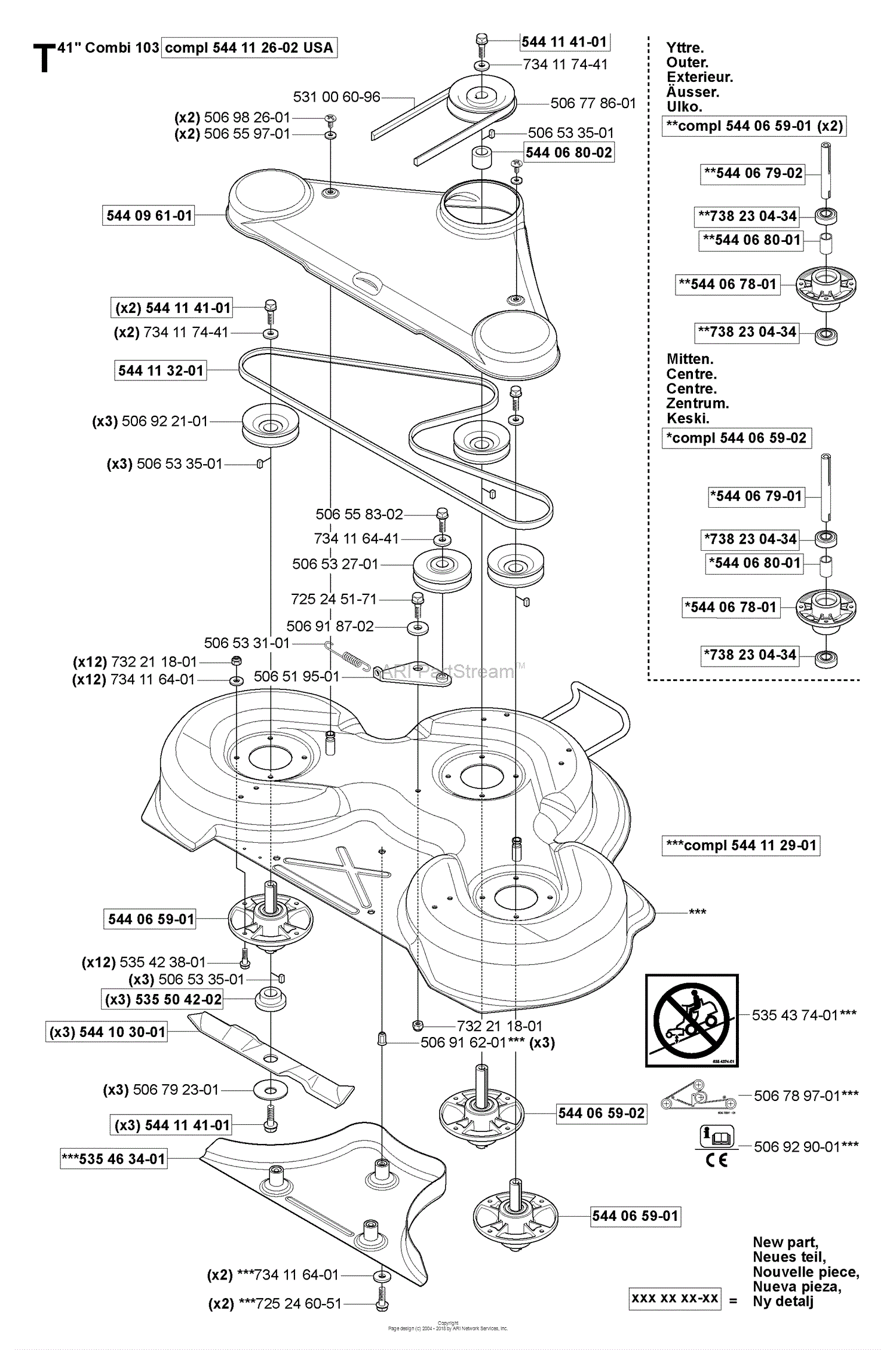 Husqvarna Rider 155 (USA) (2006-01) Parts Diagram for Mower Deck(41")