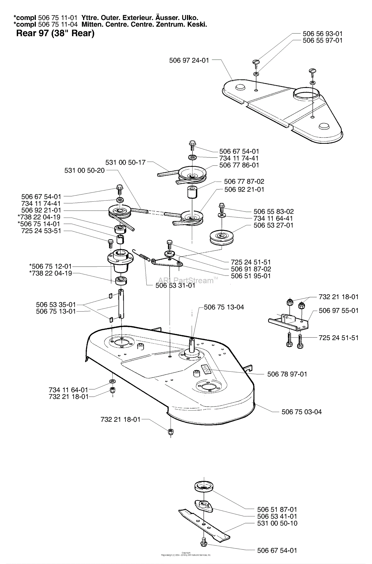 Husqvarna Rider 16 (USA) (2002-02) Parts Diagram for Deck (38