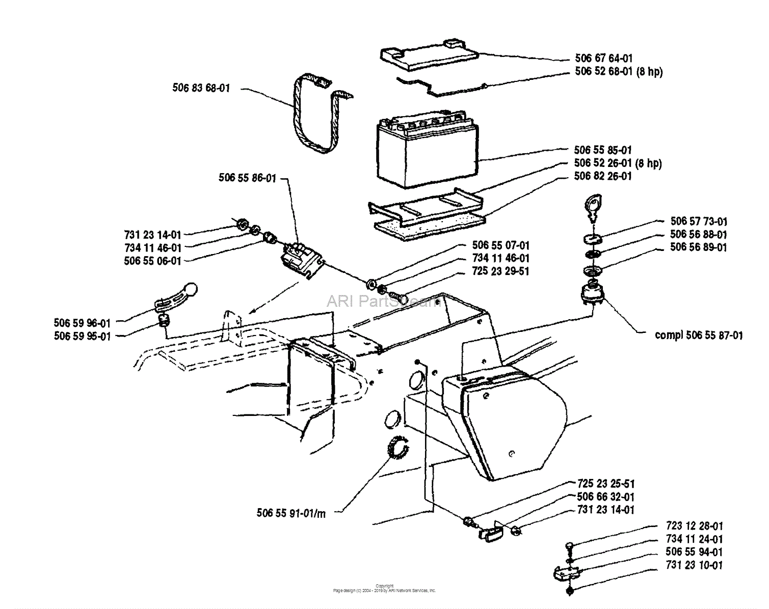 Husqvarna Rider 850 12 (1990-02) Parts Diagram for Battery Housing