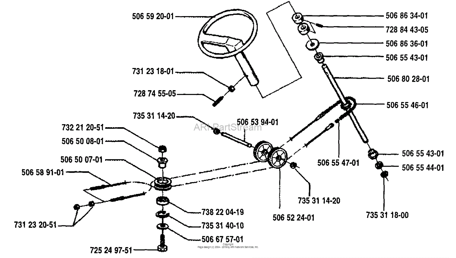 Husqvarna Rider 970 12 (199403) Parts Diagram for Steering Assembly