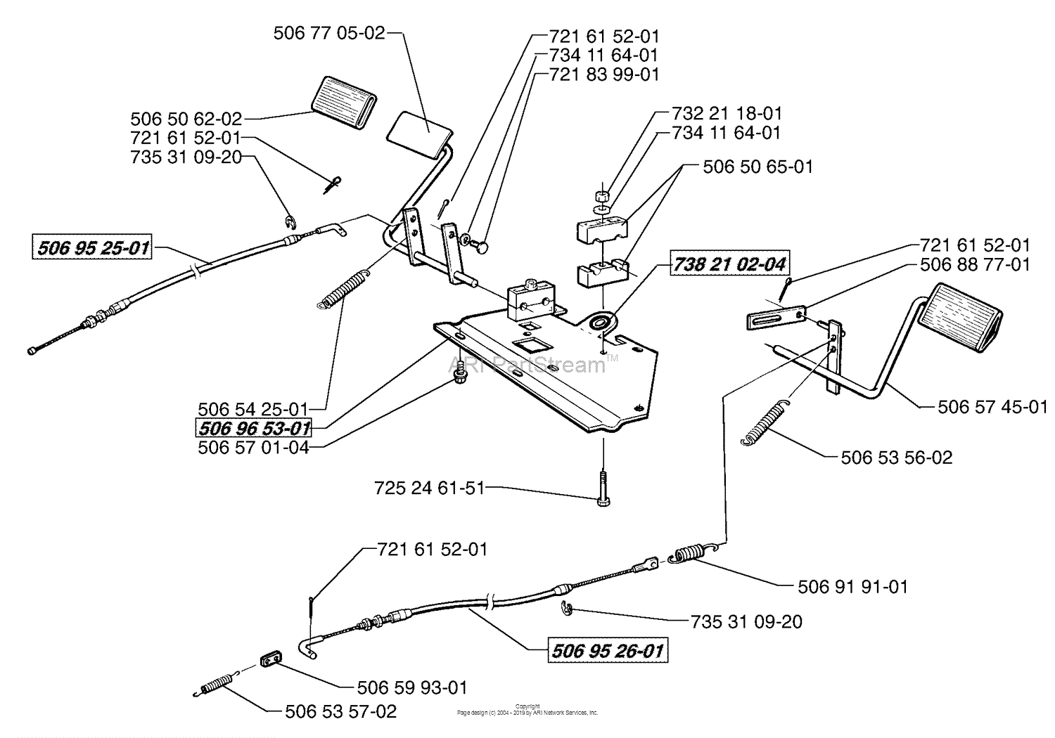 Husqvarna Rider 970 (1998-01) Parts Diagram for Gas & Brake Pedal Assembly