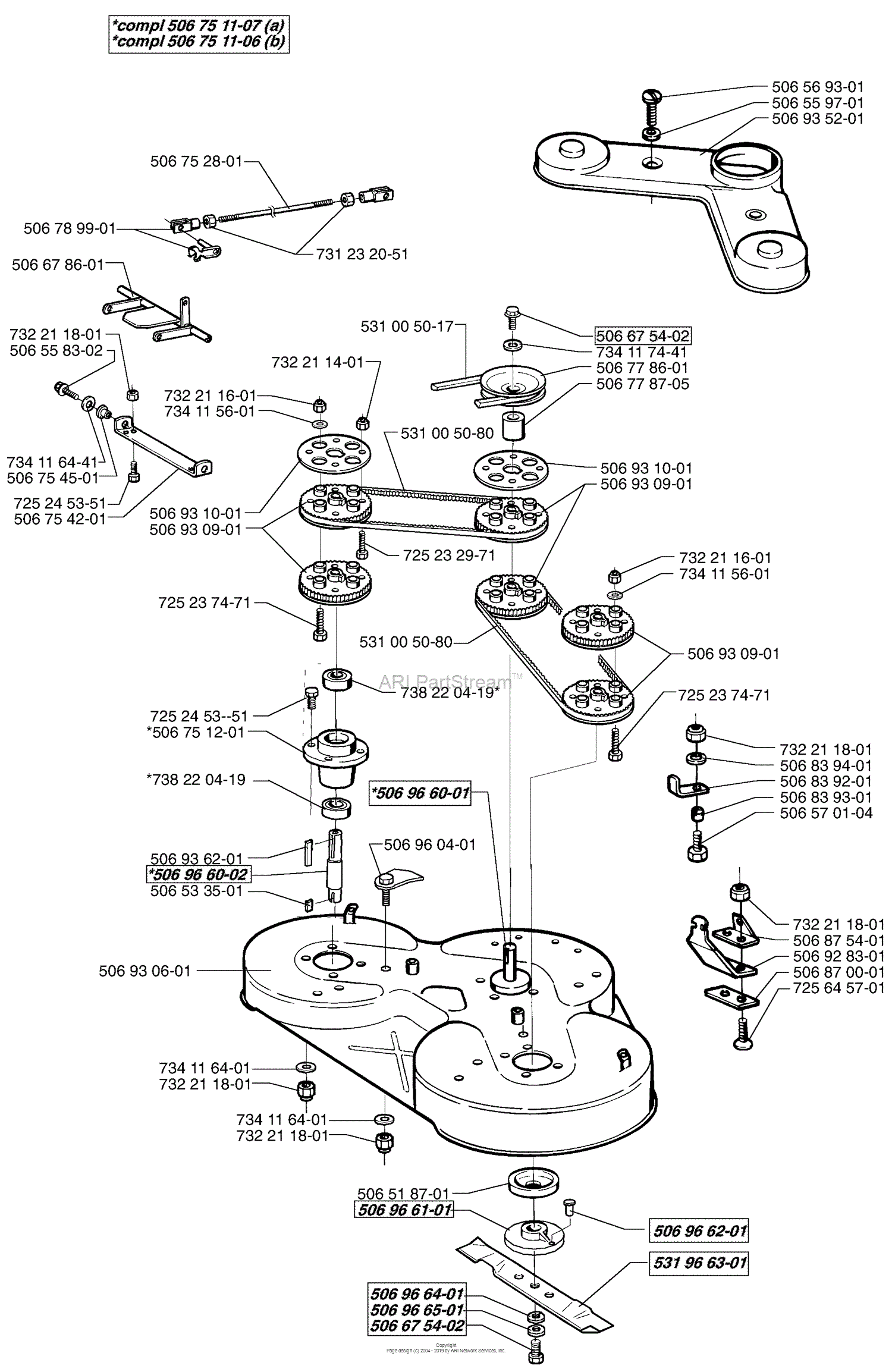 Husqvarna Rider 970 (1998-01) Parts Diagram for Mower Deck 