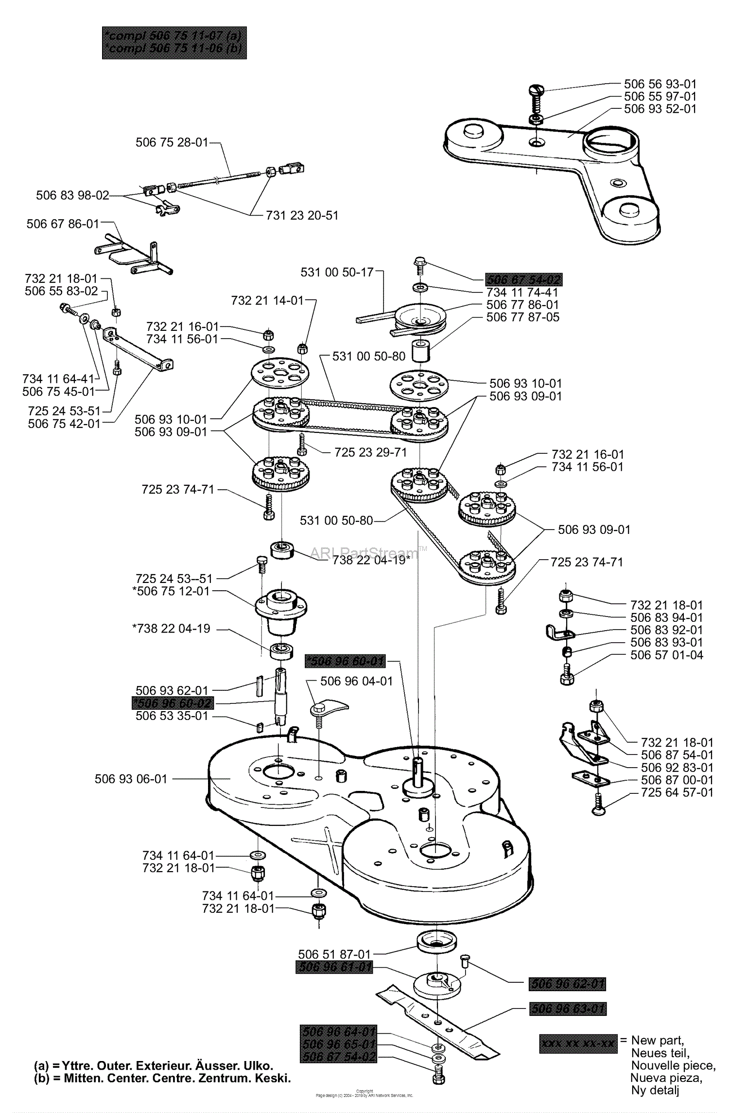 Husqvarna Rider 970 H-15 (1998-01) Parts Diagram for Mulching Deck