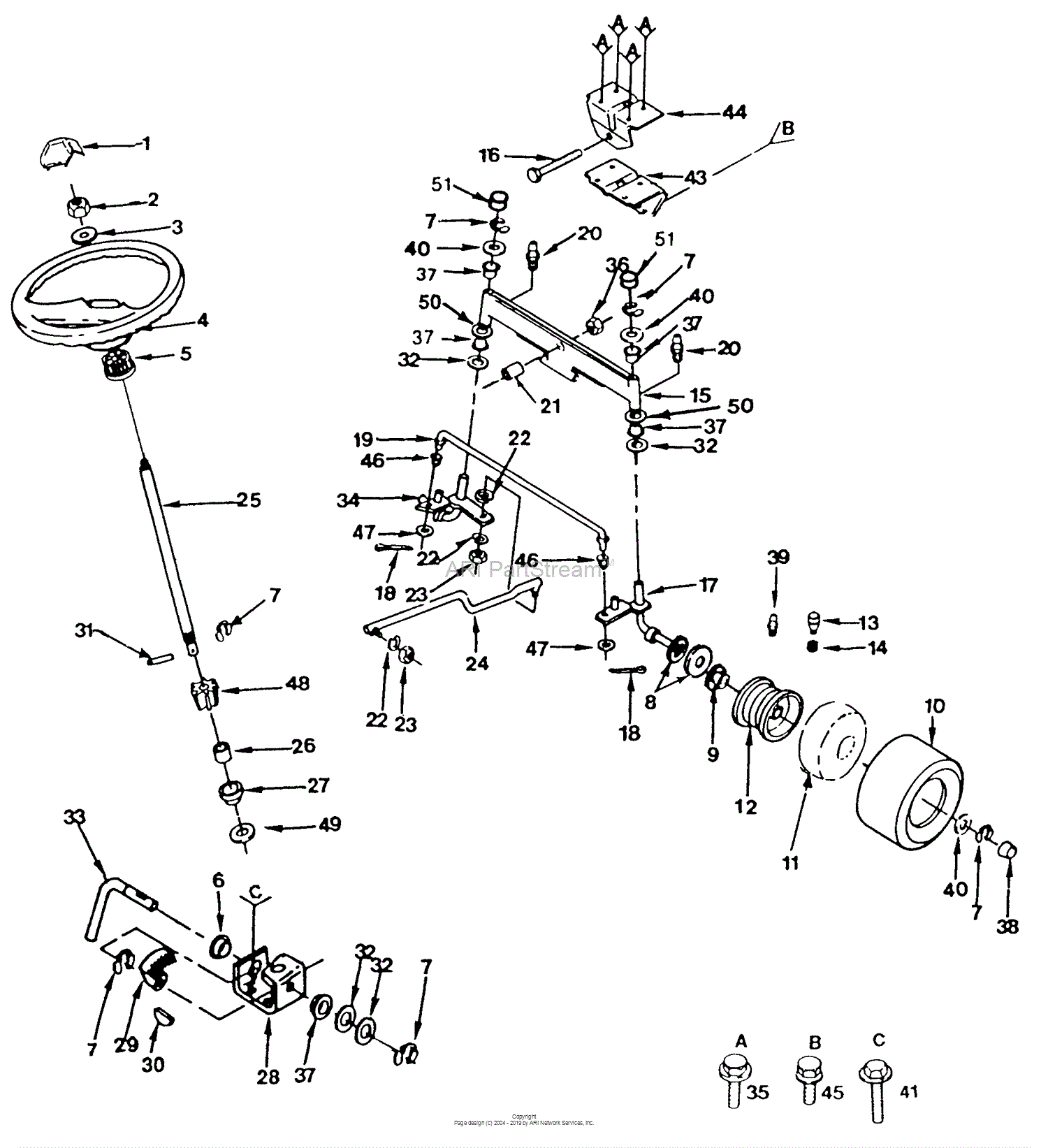 Husqvarna YT 120 (1990-01) Parts Diagram for Steering, Front Axle And ...