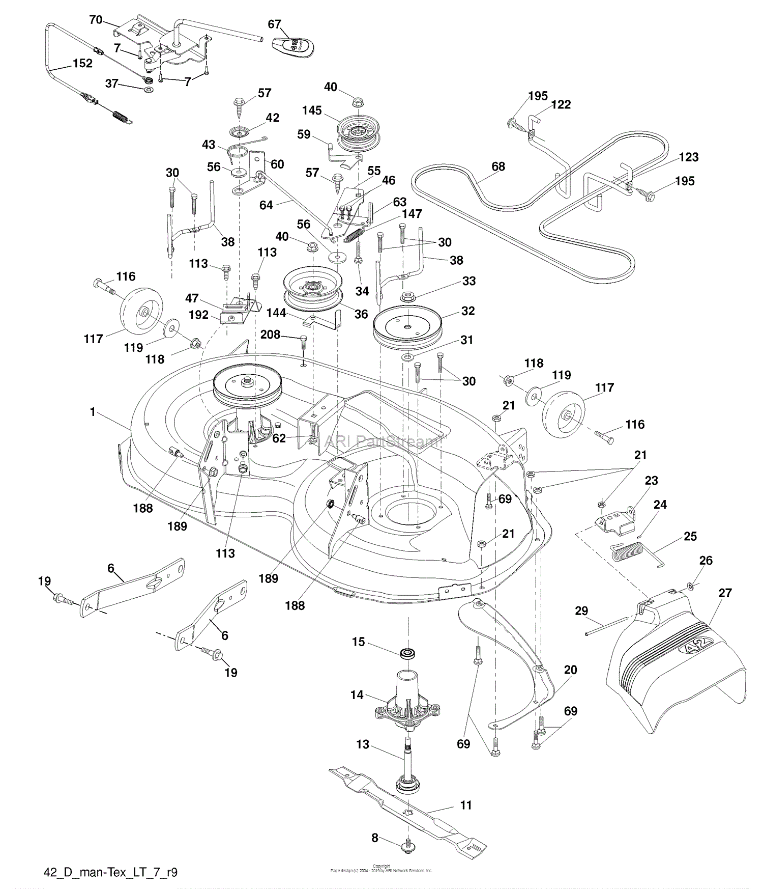Husqvarna YT 16542 (96043002406) (2009-04) Parts Diagram for Mower Deck