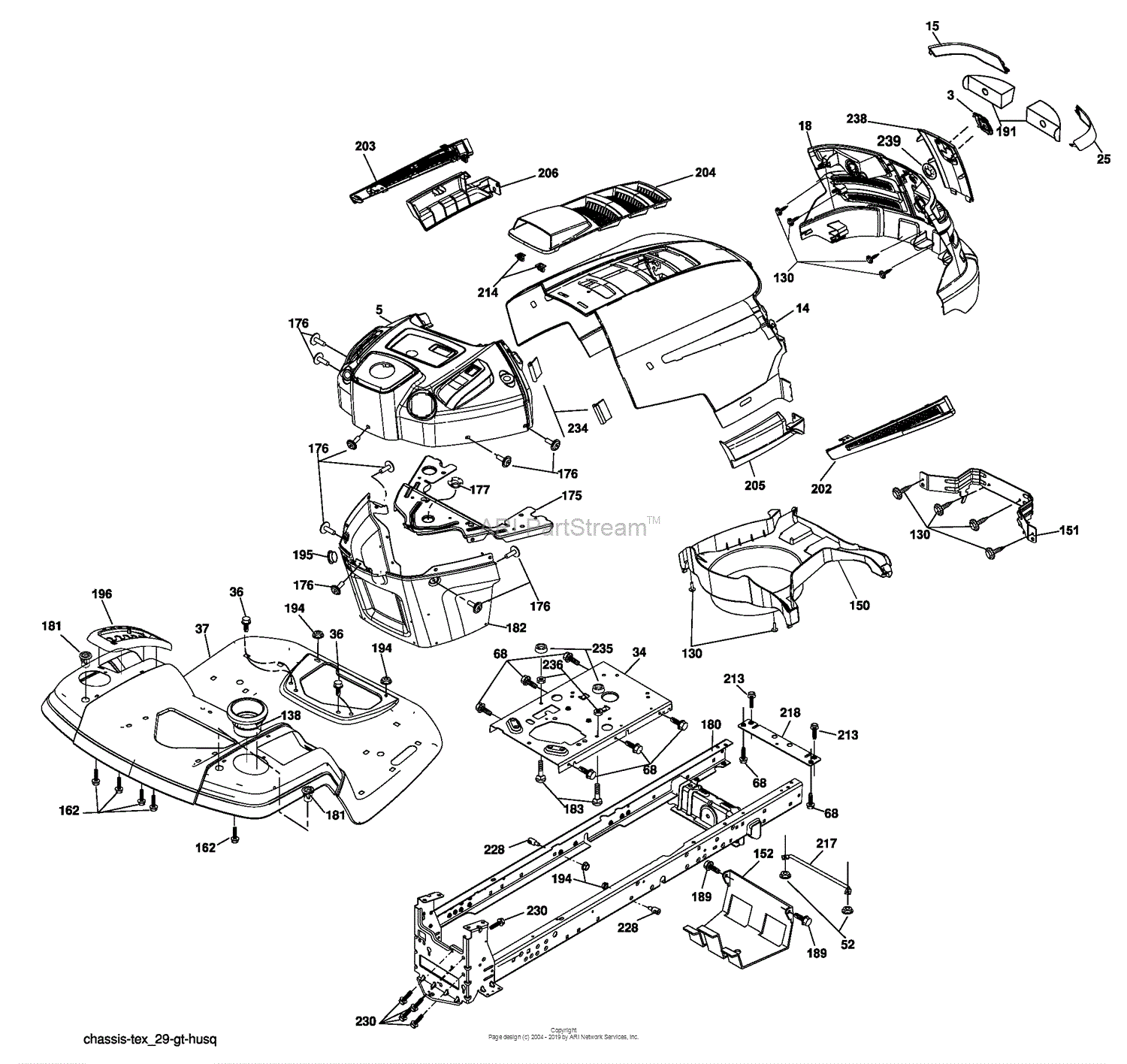 Husqvarna YT 16542 T (96043002400) (2007-02) Parts Diagram for Chassis