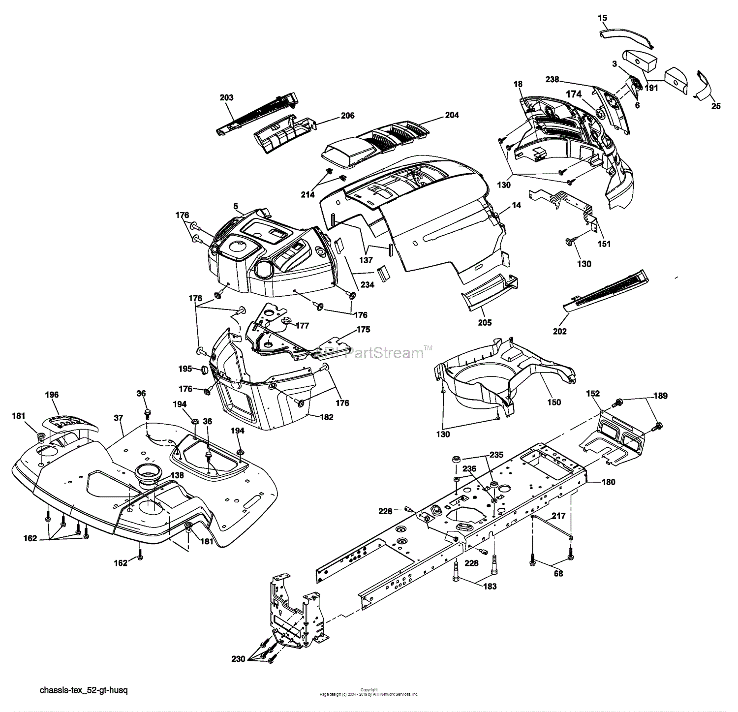 Husqvarna Yt 1942 (96043002501) (2008-04) Parts Diagram For Chassis