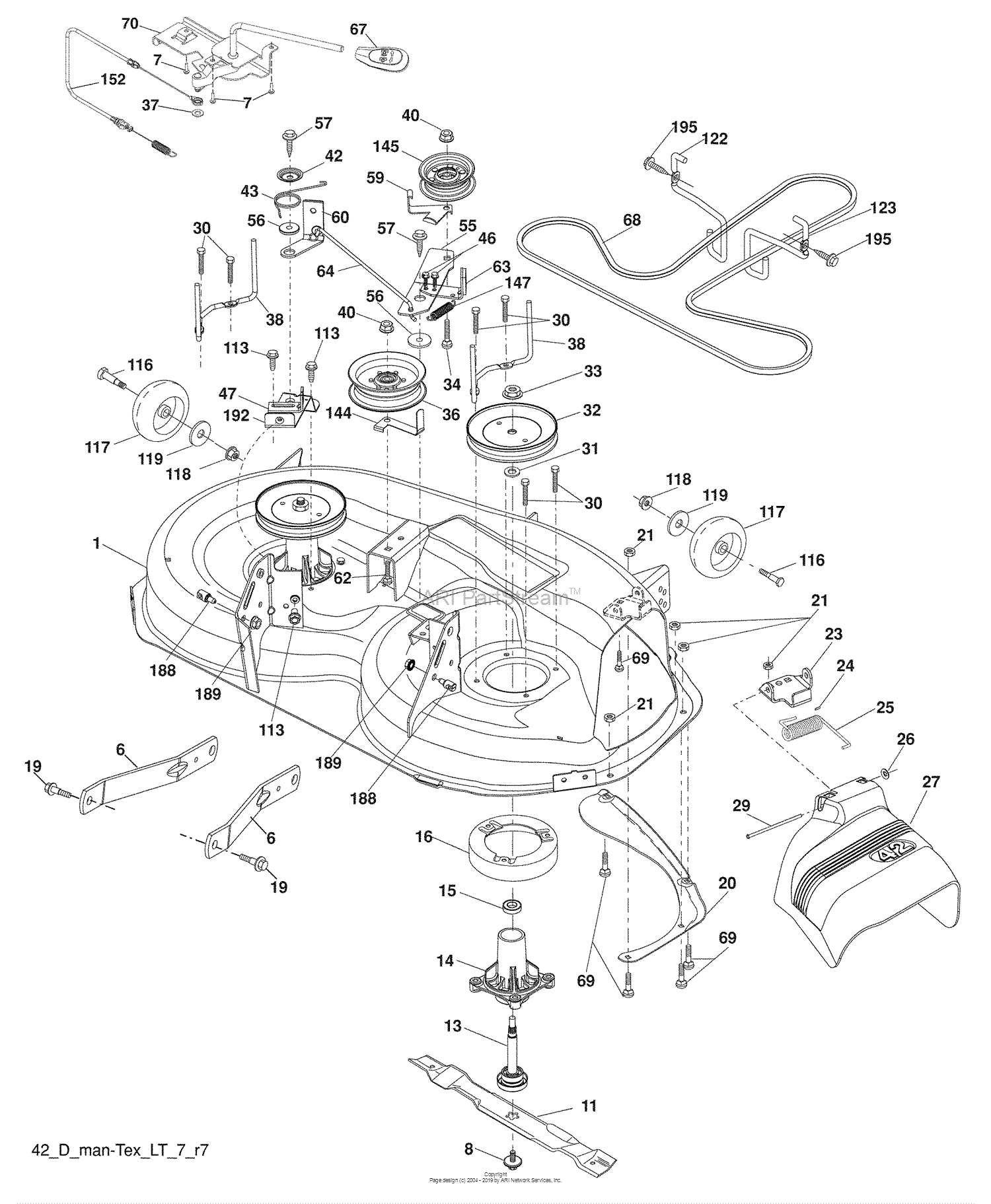 Husqvarna YT 1942 (96043002501) (2008-04) Parts Diagram for Mower Deck