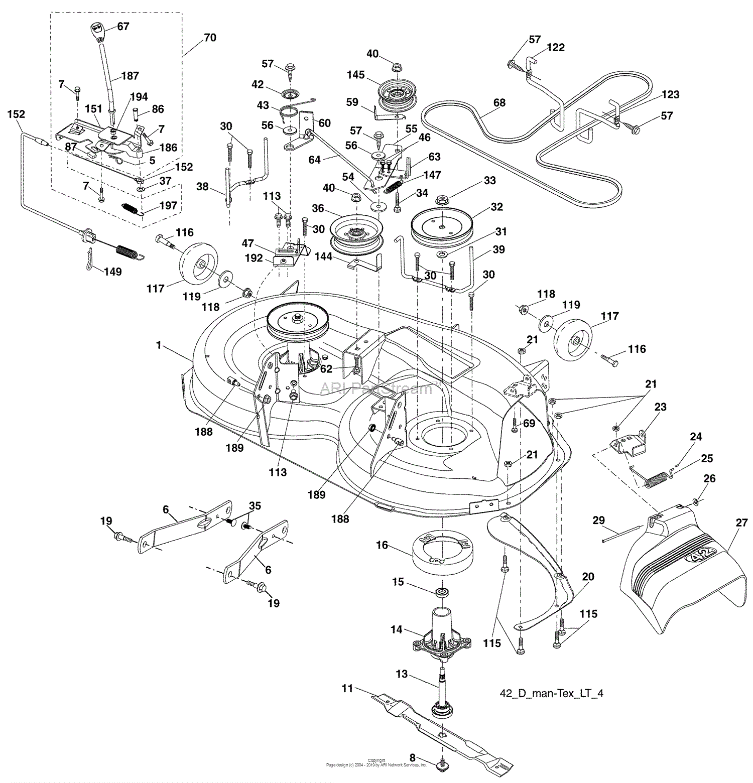 Husqvarna YT 1942 T (96043000300) (2006-05) Parts Diagram for Mower Deck