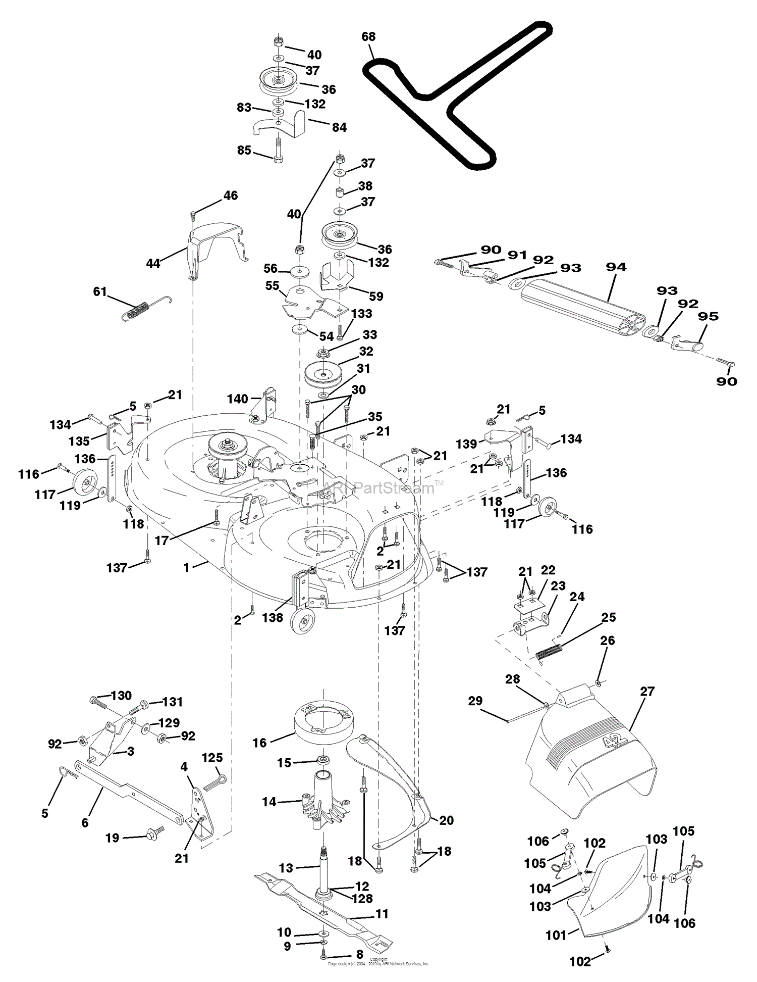 Husqvarna YTH 145 (954140015A) (1999-05) Parts Diagram for Mower Deck