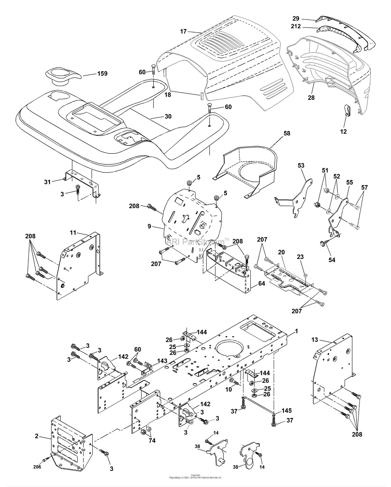 Husqvarna YTH 1452 XPA (954567253) (2001-01) Parts Diagram for Chassis ...