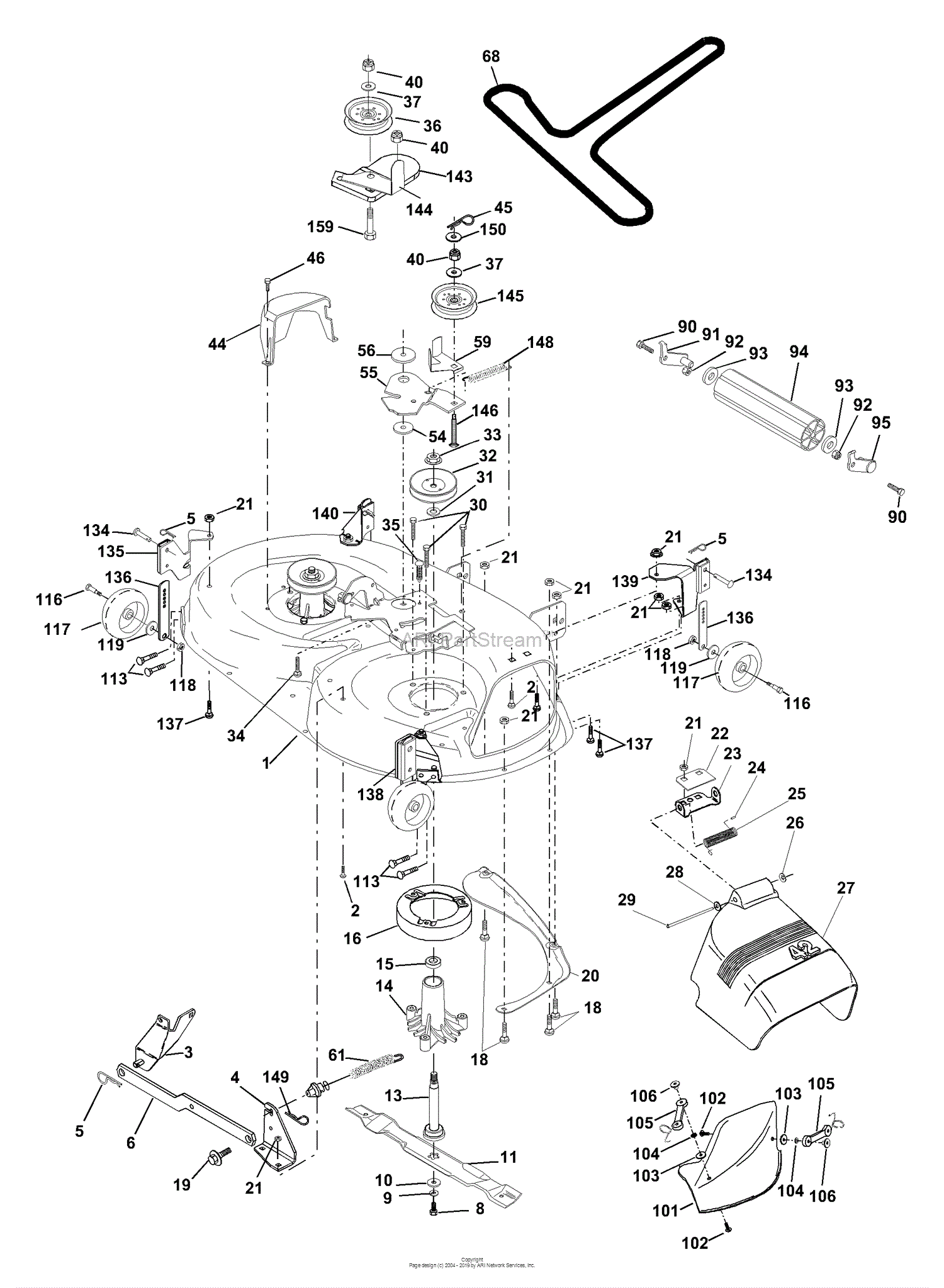 Husqvarna YTH 1452 XPA (954567253) (2001-01) Parts Diagram for Mower Deck