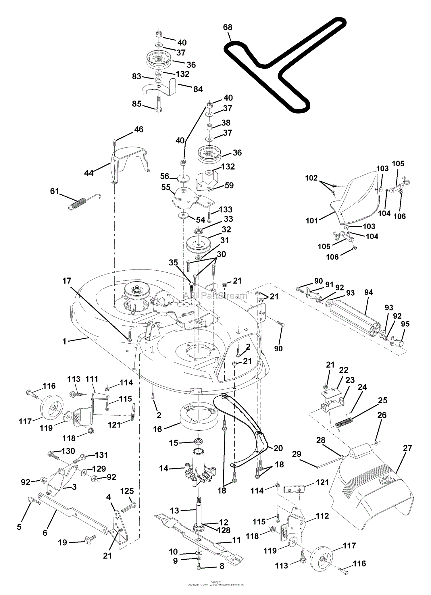 Husqvarna YTH 150 (954140007C) (1997-12) Parts Diagram for Mower Deck