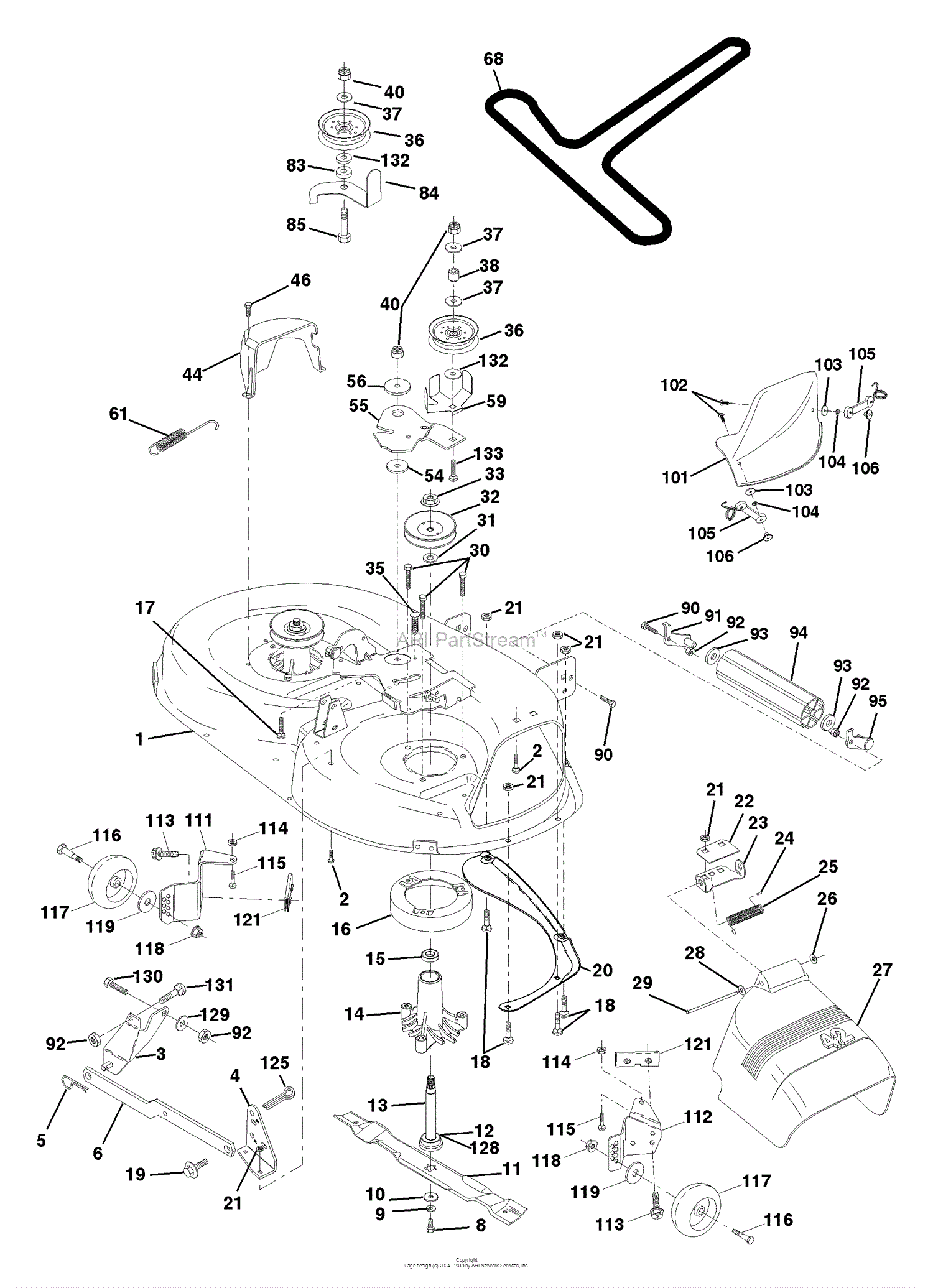 Husqvarna YTH 150 (954140007D) (1998-02) Parts Diagram for Mower Deck