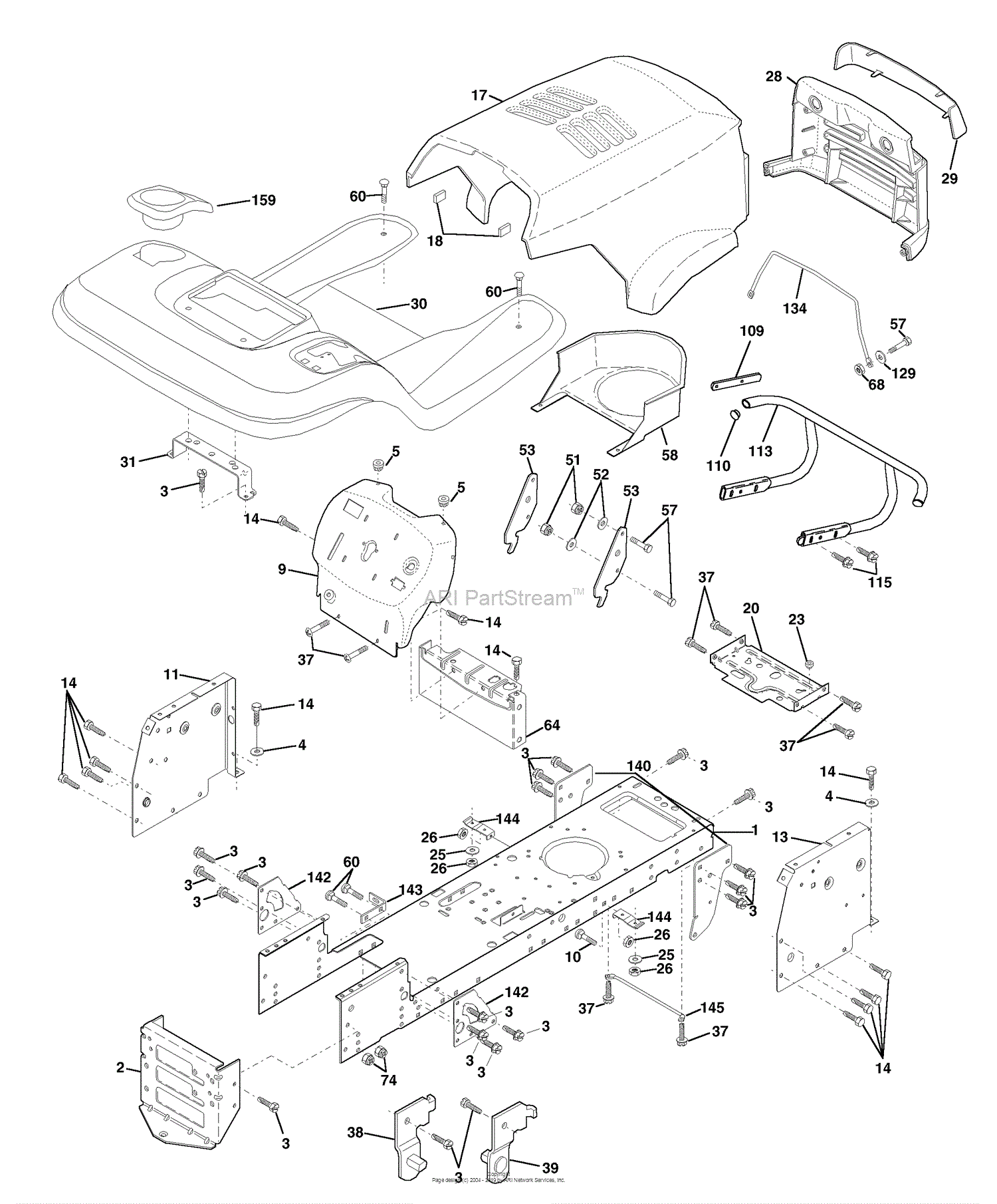 Husqvarna YTH 150 (954140007J) (1999-03) Parts Diagram for Chassis ...