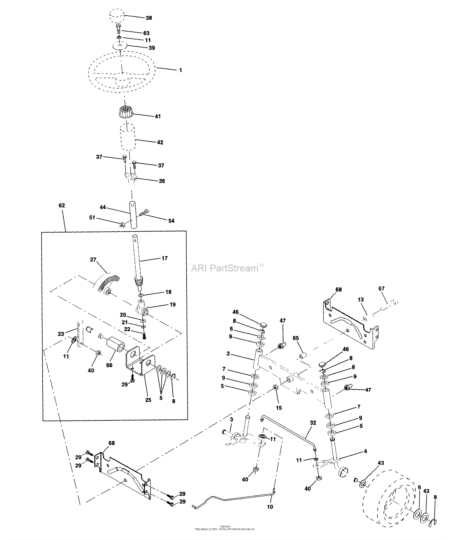 Husqvarna YTH 150 (95414007) (1997-12) Parts Diagram for Steering Assembly