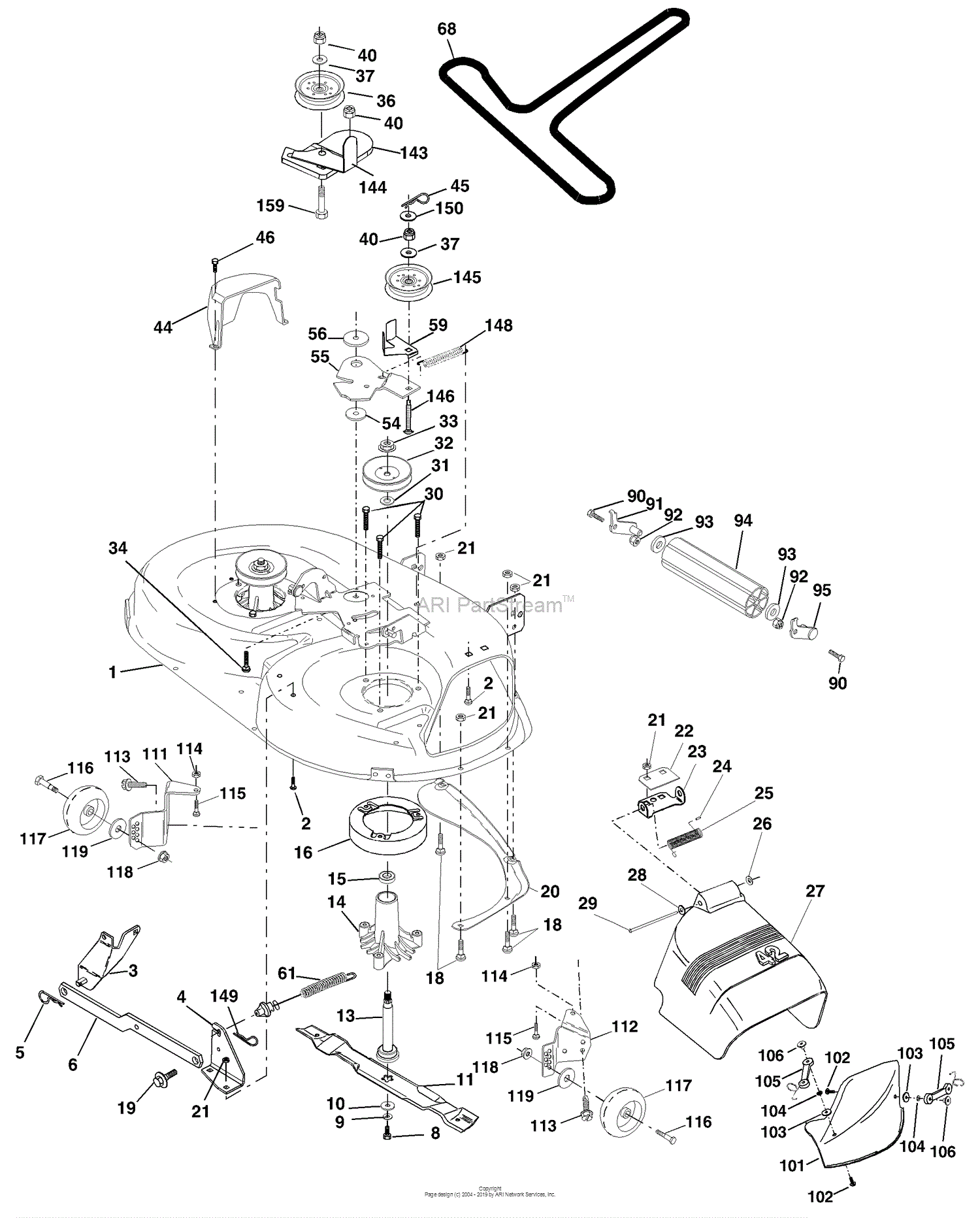 Husqvarna YTH 1542 C (954567048) (2001-04) Parts Diagram for Mower Deck