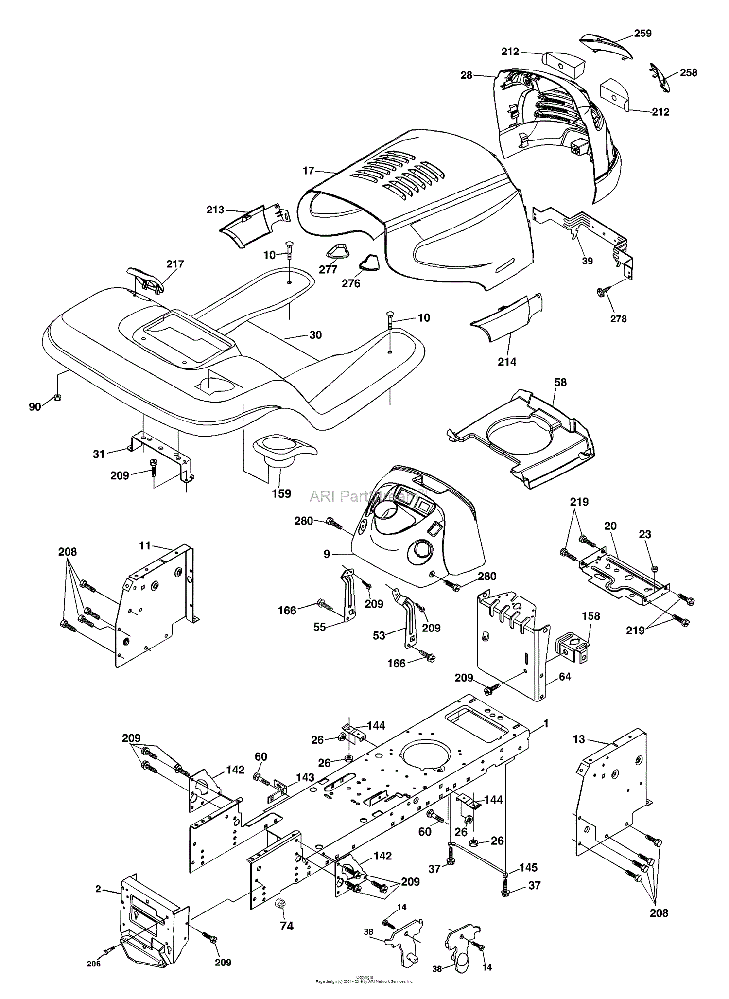 Husqvarna YTH 1542 XP (2003-10) Parts Diagram for Chassis And Enclosures