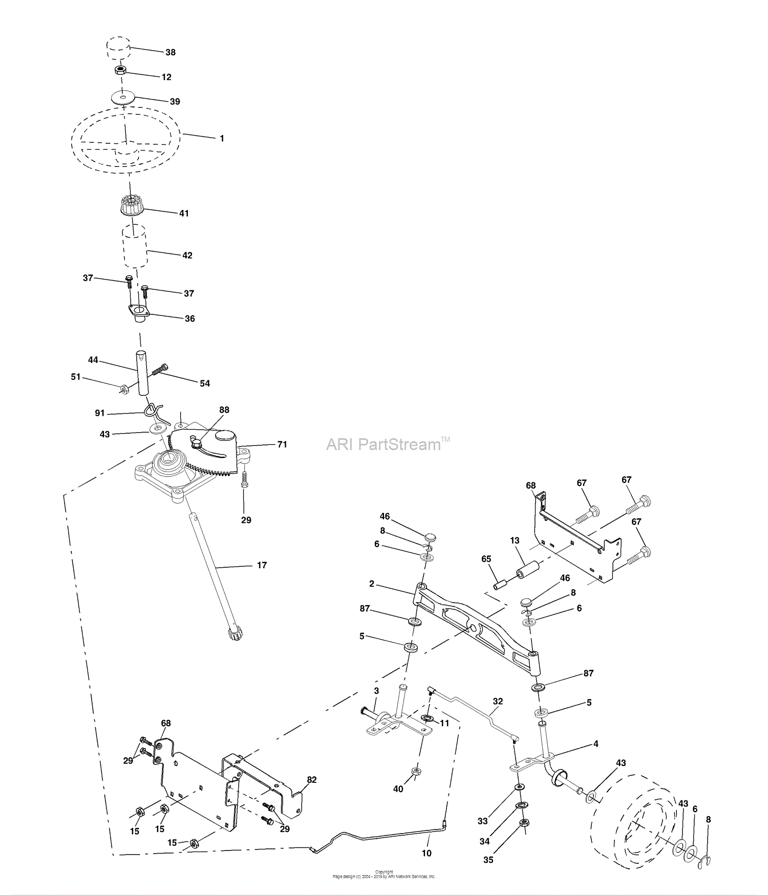 Husqvarna YTH 1542 XPF (954567253) (2002-02) Parts Diagram for Steering ...