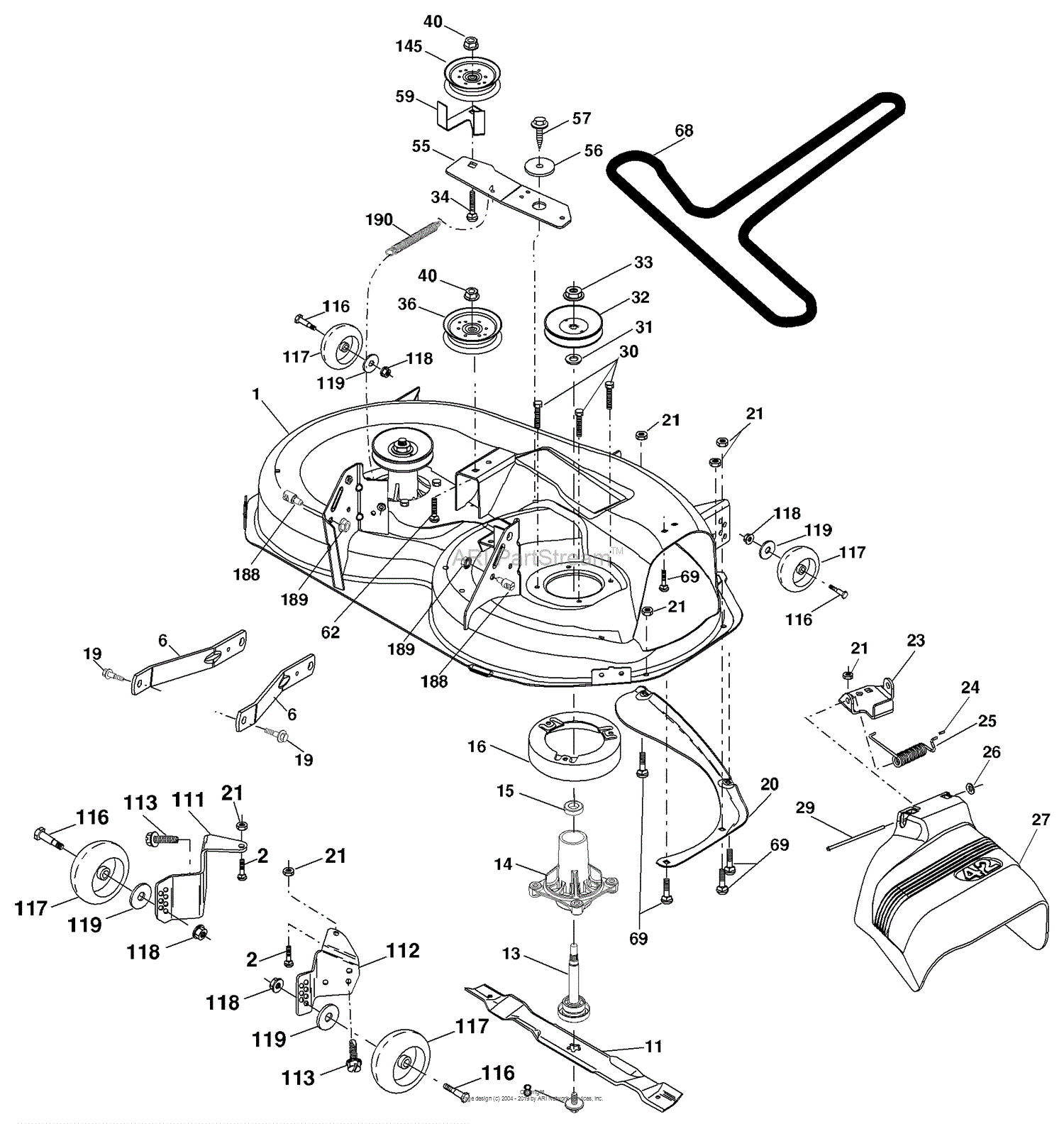 Husqvarna YTH 1542 XPT (96043000603) (2008-01) Parts Diagram for Mower Deck