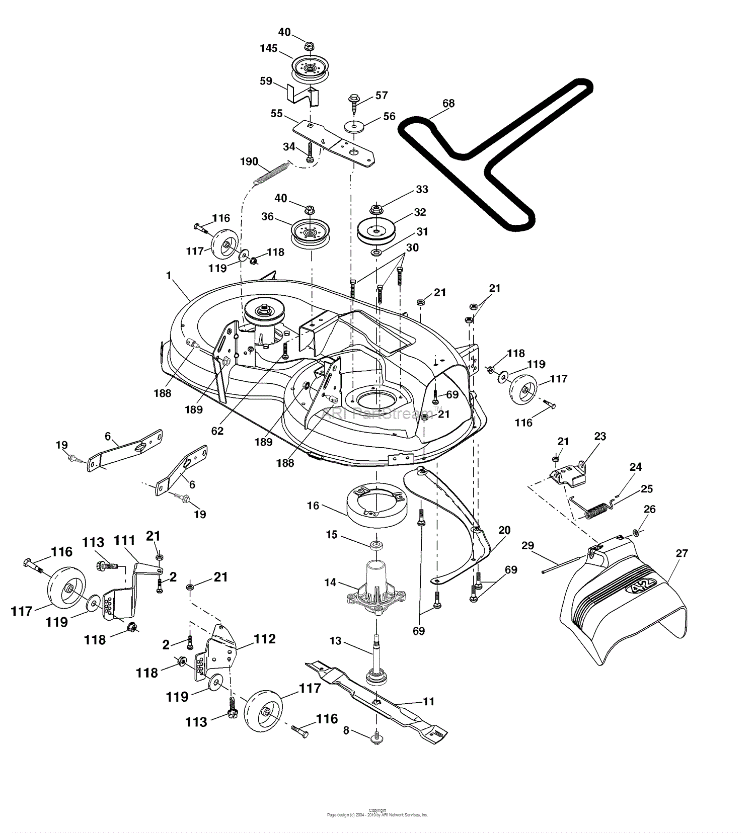 Husqvarna YTH 1542 XPT (96043000604) (2008-01) Parts Diagram for Mower Deck