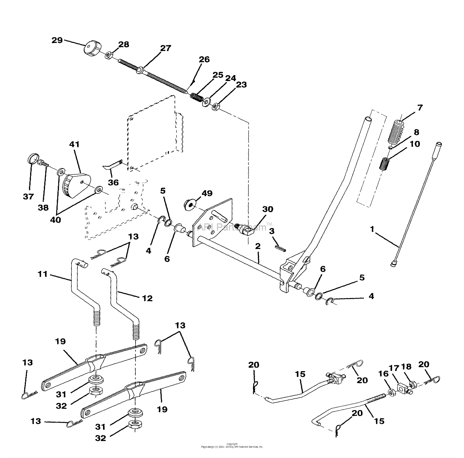 Husqvarna YTH 160 (1997-11) Parts Diagram for Mower Lift