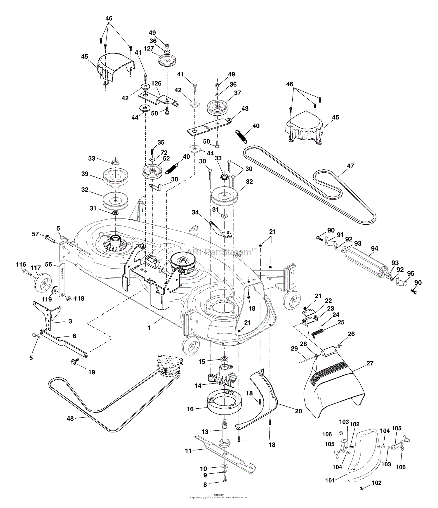 Husqvarna YTH 1746 A (954567055) (2000-11) Parts Diagram for Mower Deck