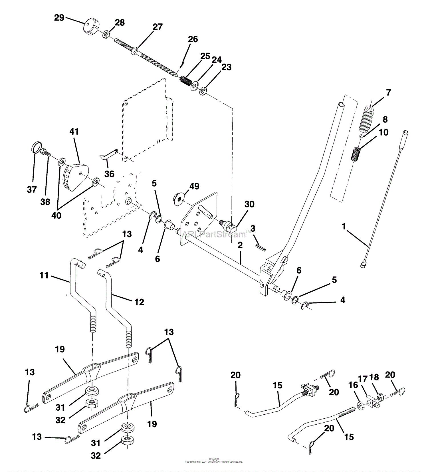 Husqvarna YTH 180 (1997-12) Parts Diagram for Mower Lift