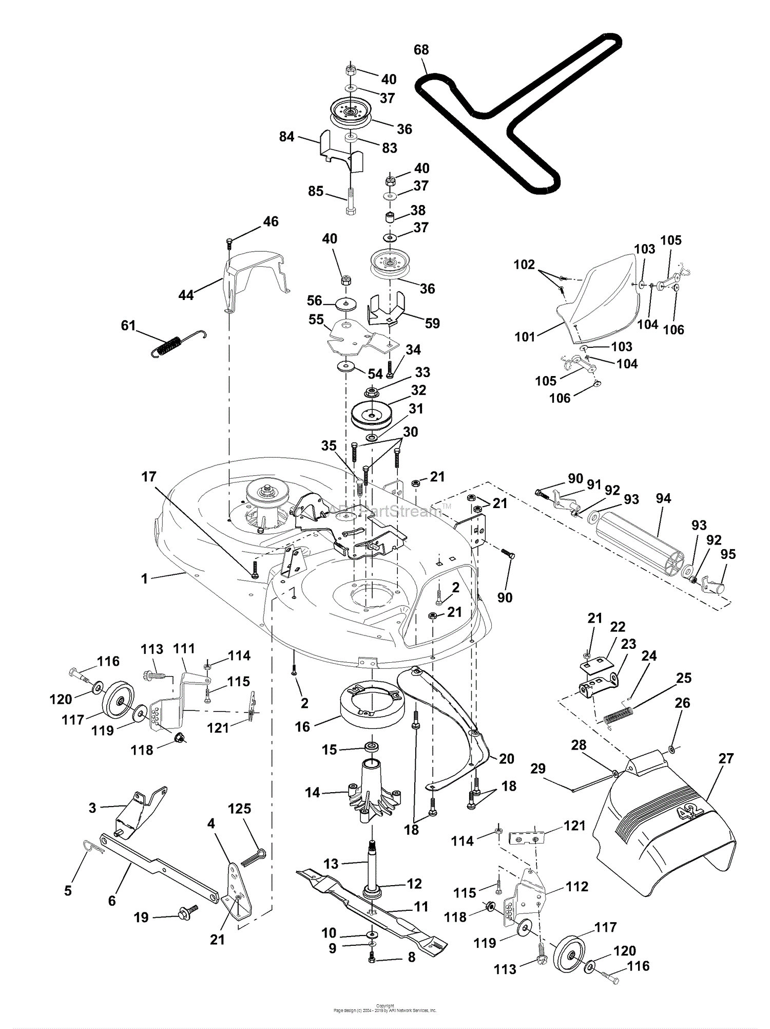 Husqvarna YTH 180 (954001082B) (1994-12) Parts Diagram for Mower Deck