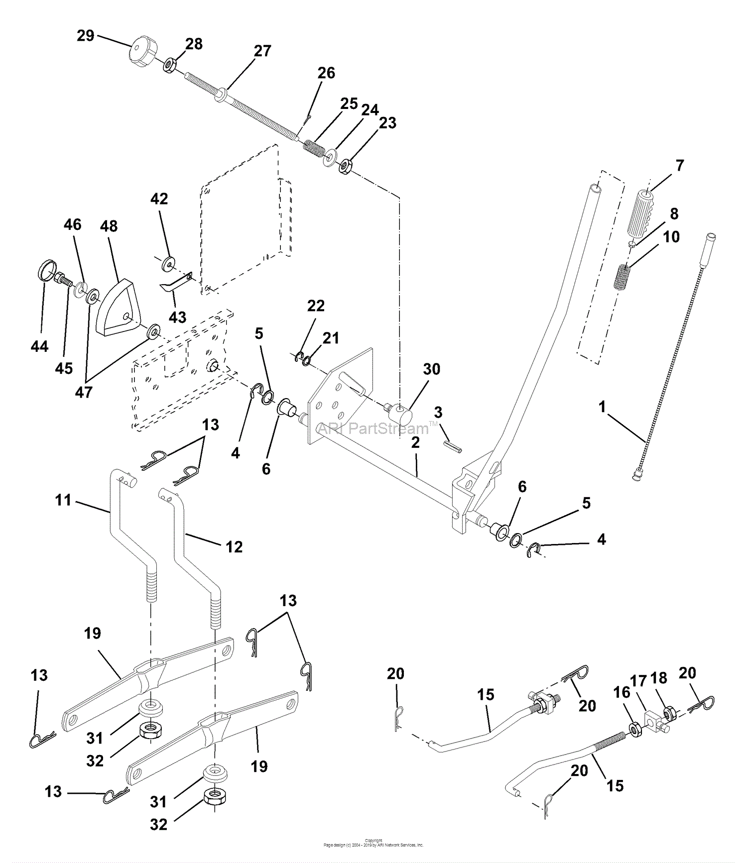 Husqvarna YTH 180 (954001172A) (1994-07) Parts Diagram for Mower Lift ...