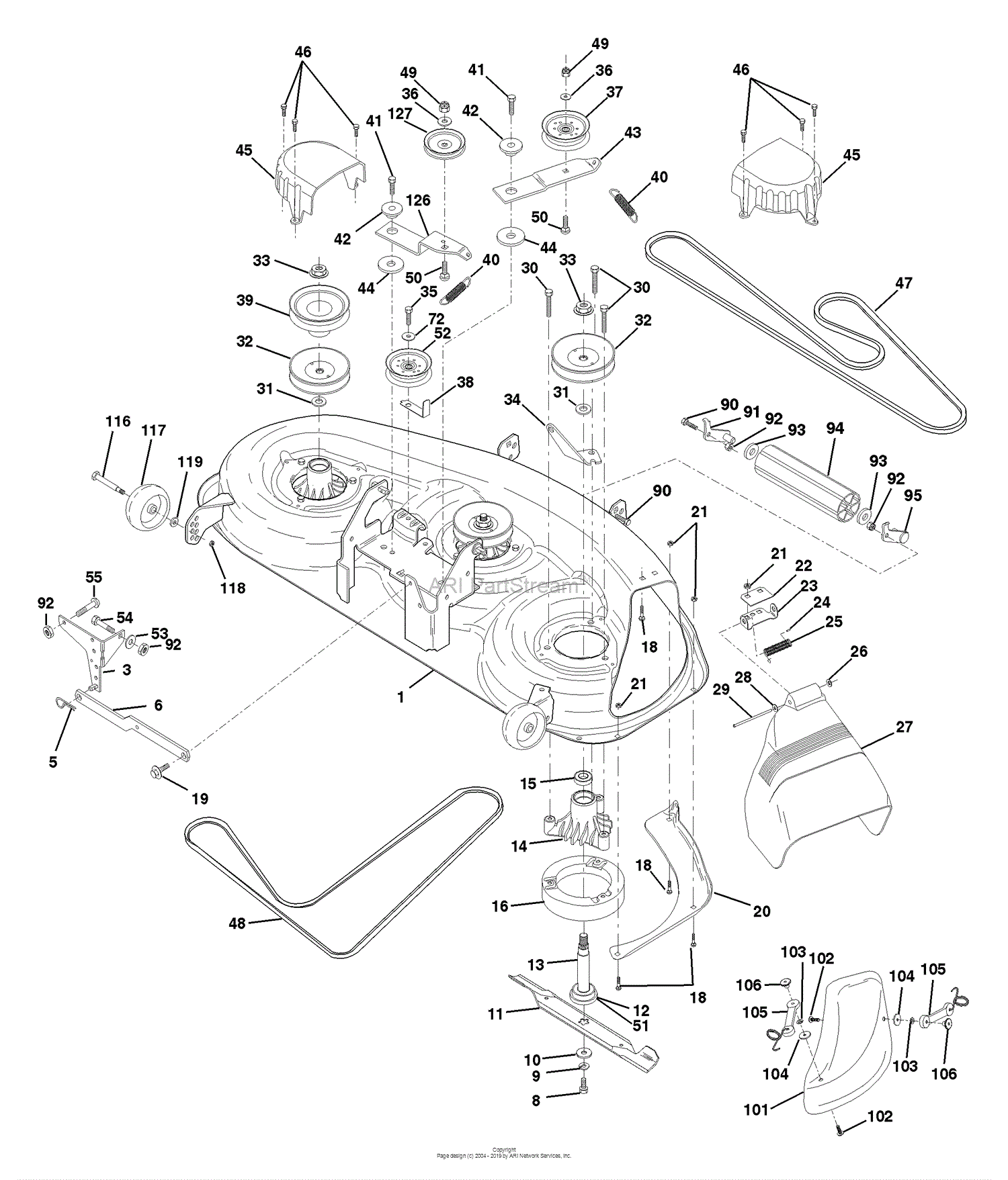 Husqvarna YTH 180 (954140010C) (1997-12) Parts Diagram for Mower Deck