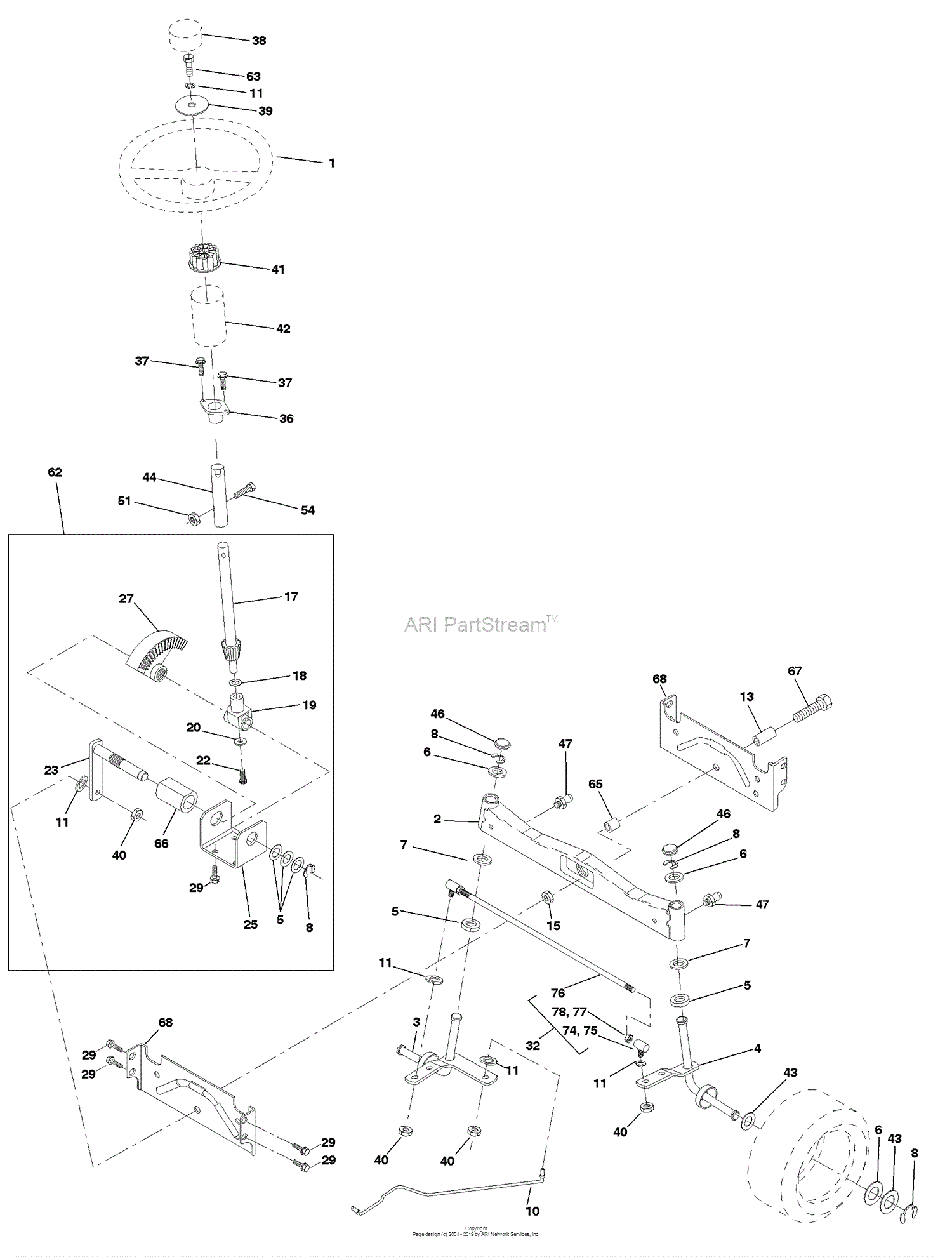 Husqvarna YTH 180 (954140010F) (1998-07) Parts Diagram for Steering ...