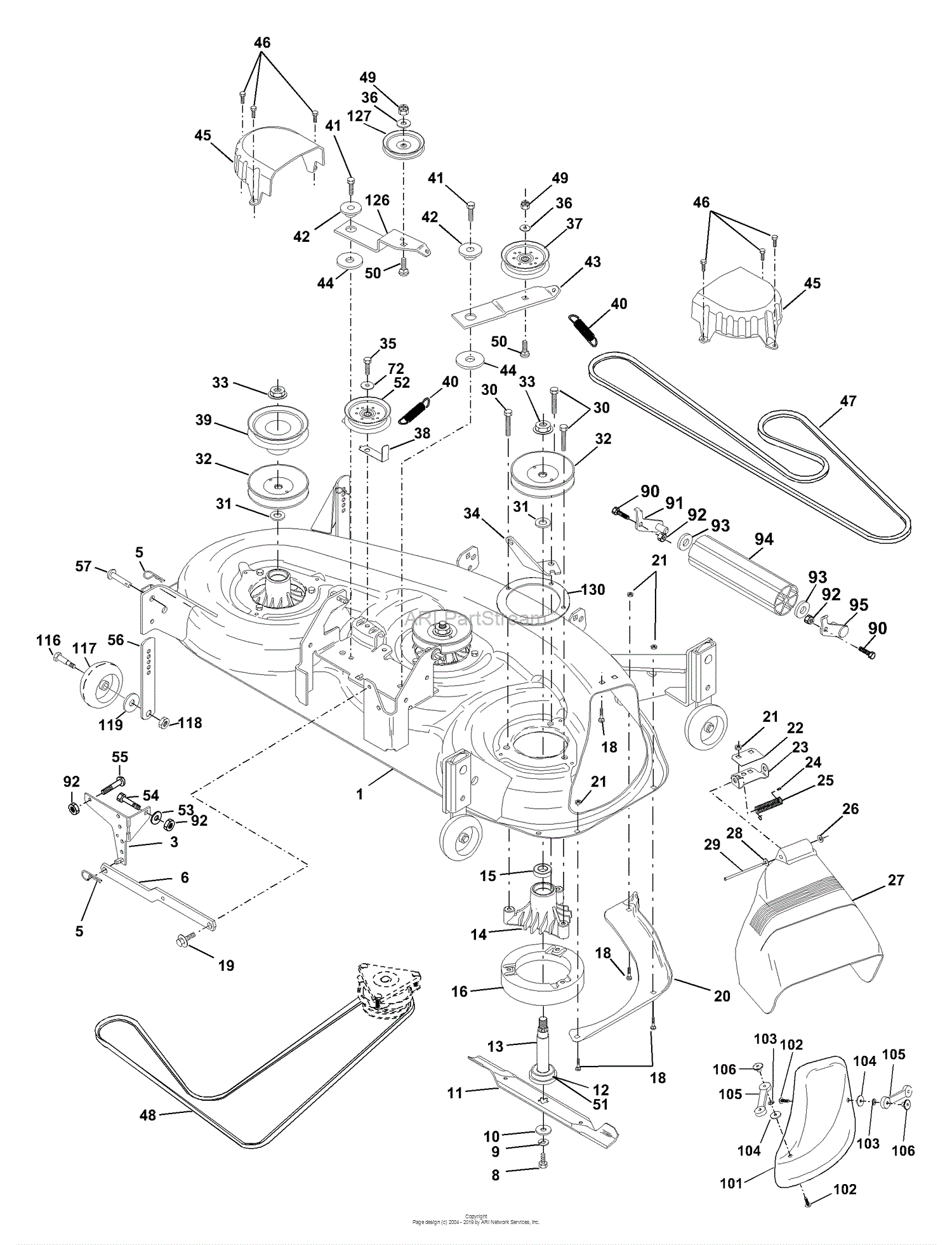 Husqvarna YTH 180 (954140109A) (1999-10) Parts Diagram for Mower Deck