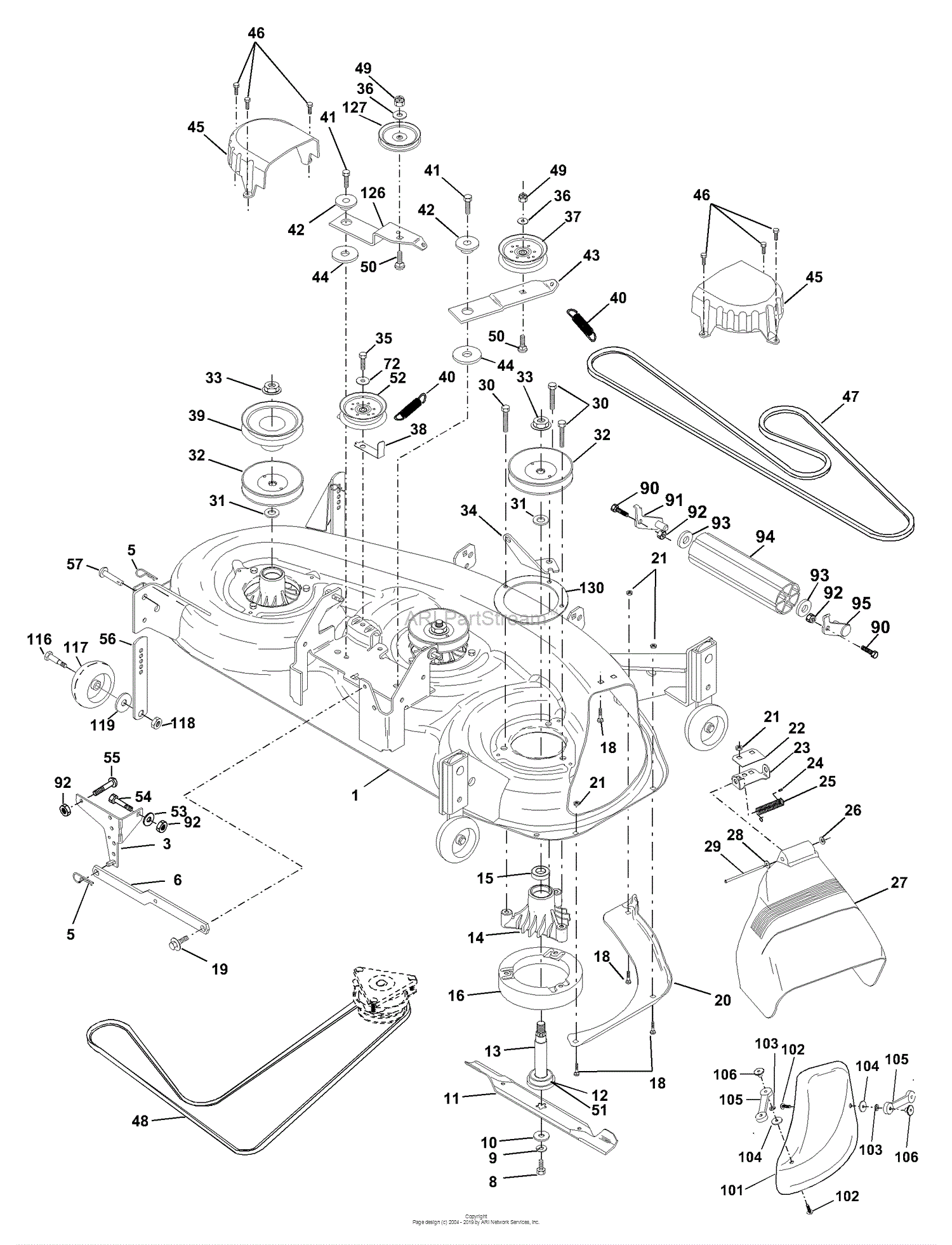 Husqvarna YTH 180 (954140109B) (1999-11) Parts Diagram for Mower Deck