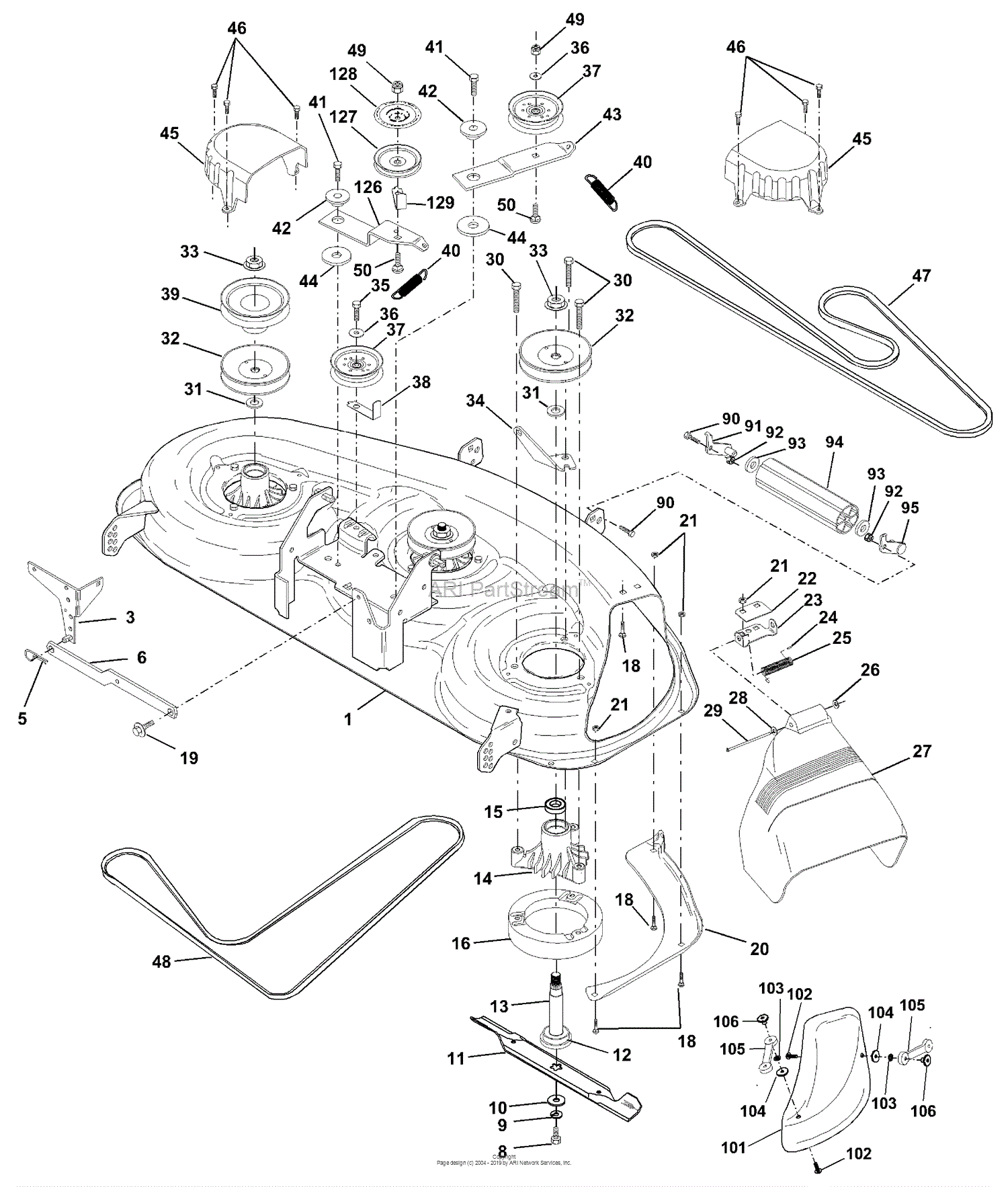 Husqvarna YTH 180 (954830145A) (1995-10) Parts Diagram for Mower Deck