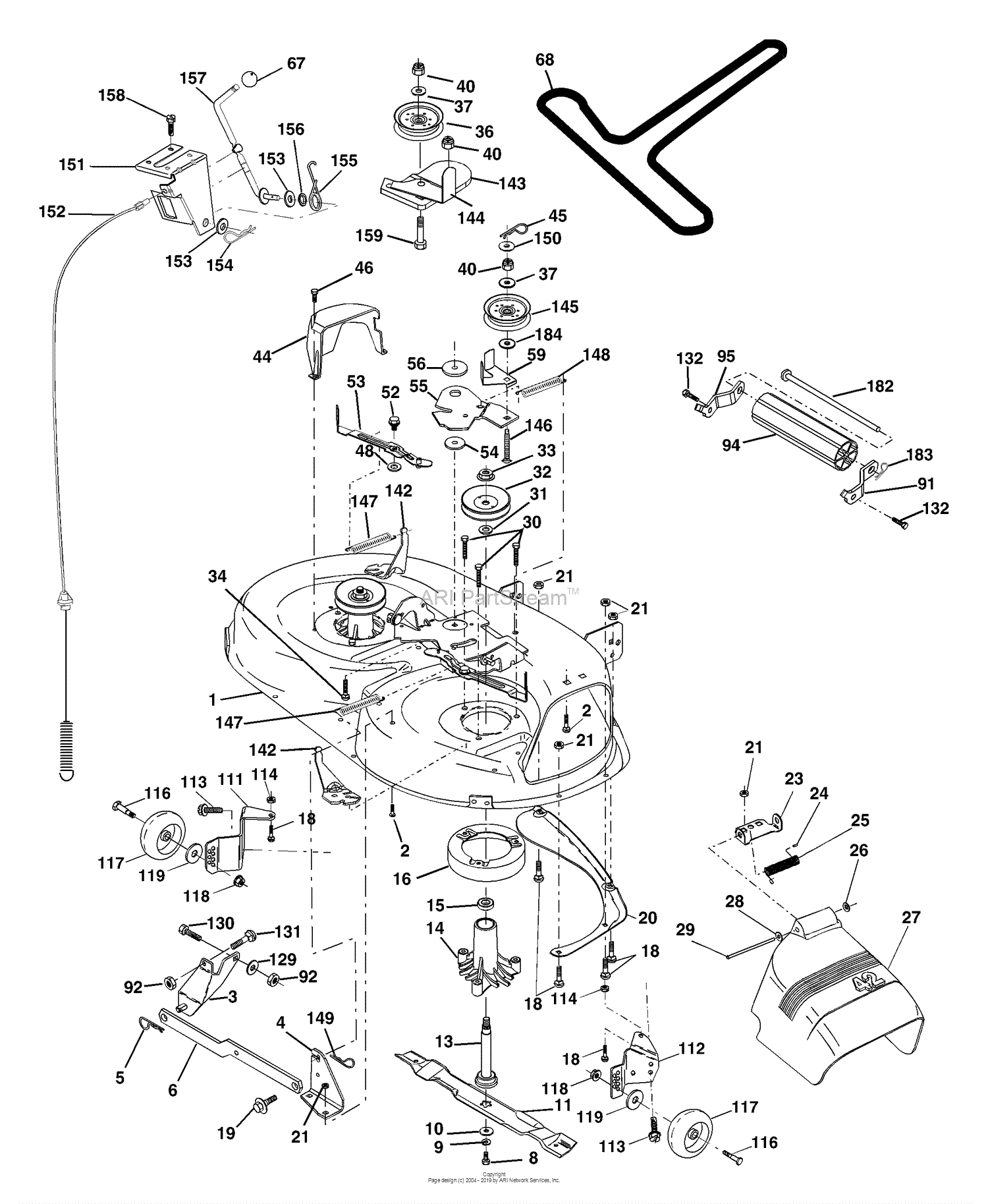 Husqvarna YTH 1842 C (954569790) (2003-02) Parts Diagram for Mower Deck