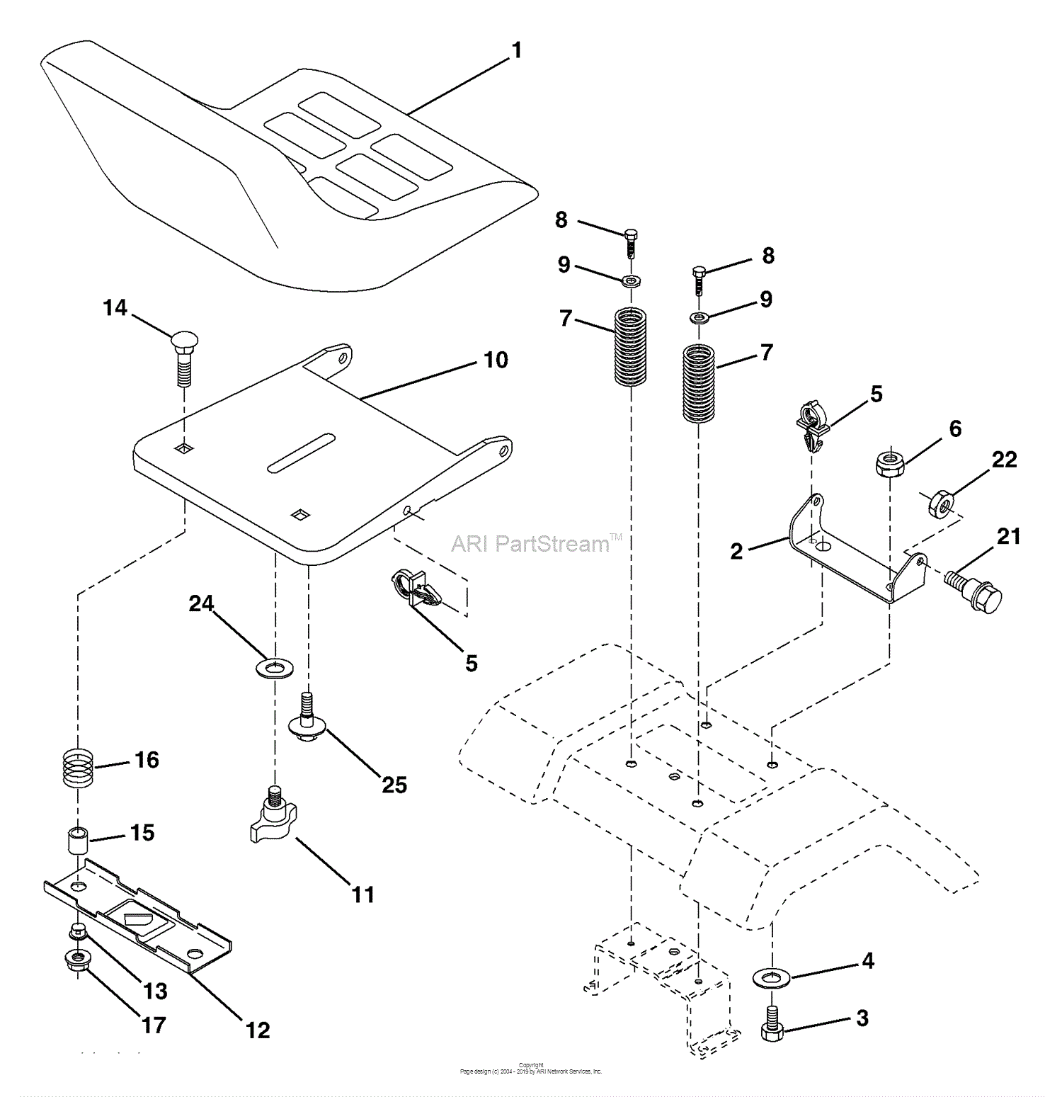 Husqvarna YTH 1848 XP (954568489) (2004-03) Parts Diagram for Seat Assembly