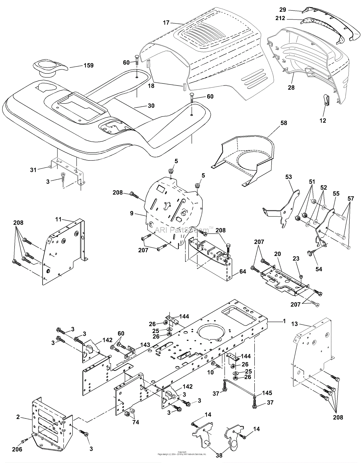 Husqvarna YTH 1848 XPA (954567260) (2001-02) Parts Diagram for Chassis ...