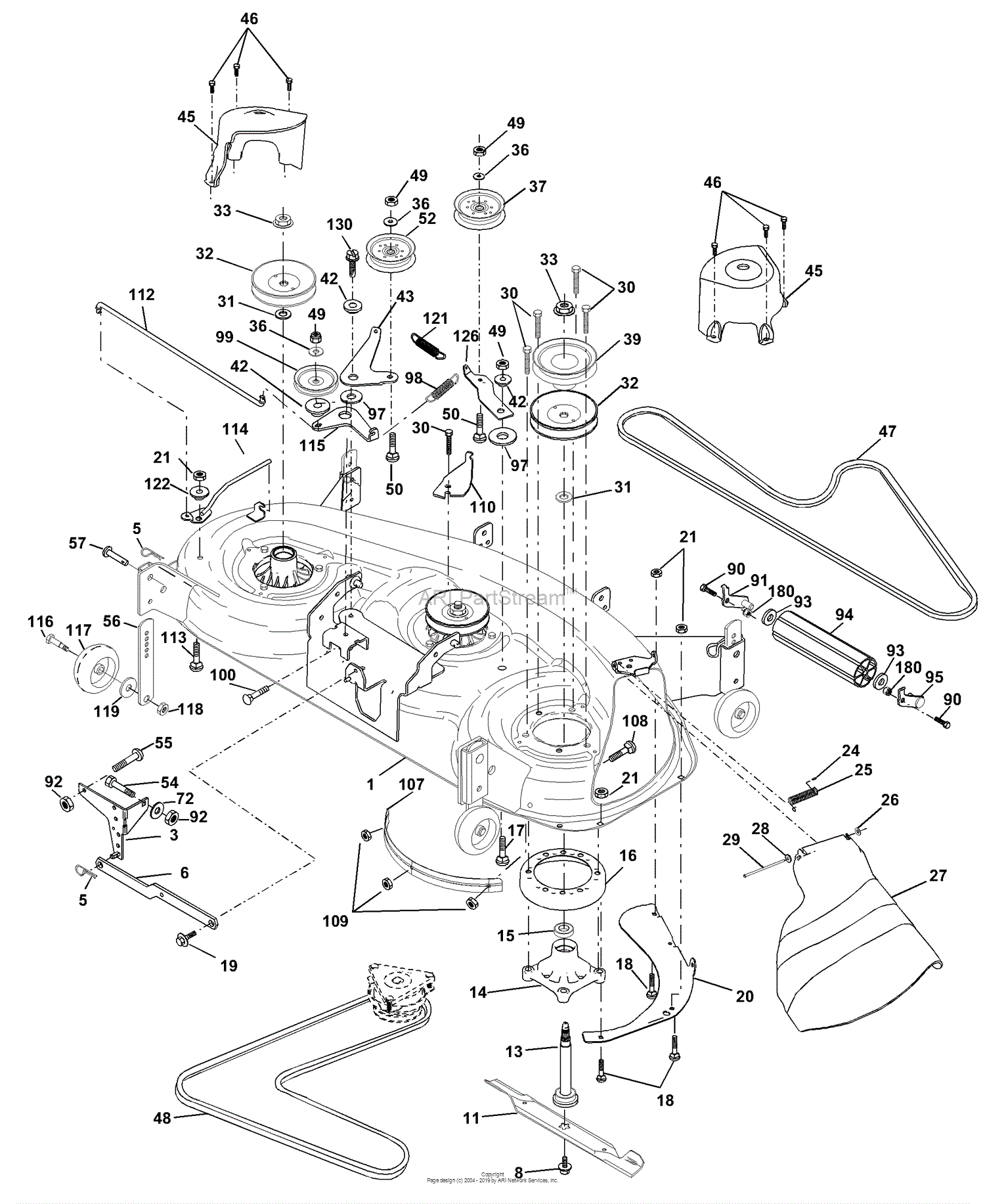 Husqvarna YTH 1848 XPA (954567260) (2001-02) Parts Diagram for Mower Deck