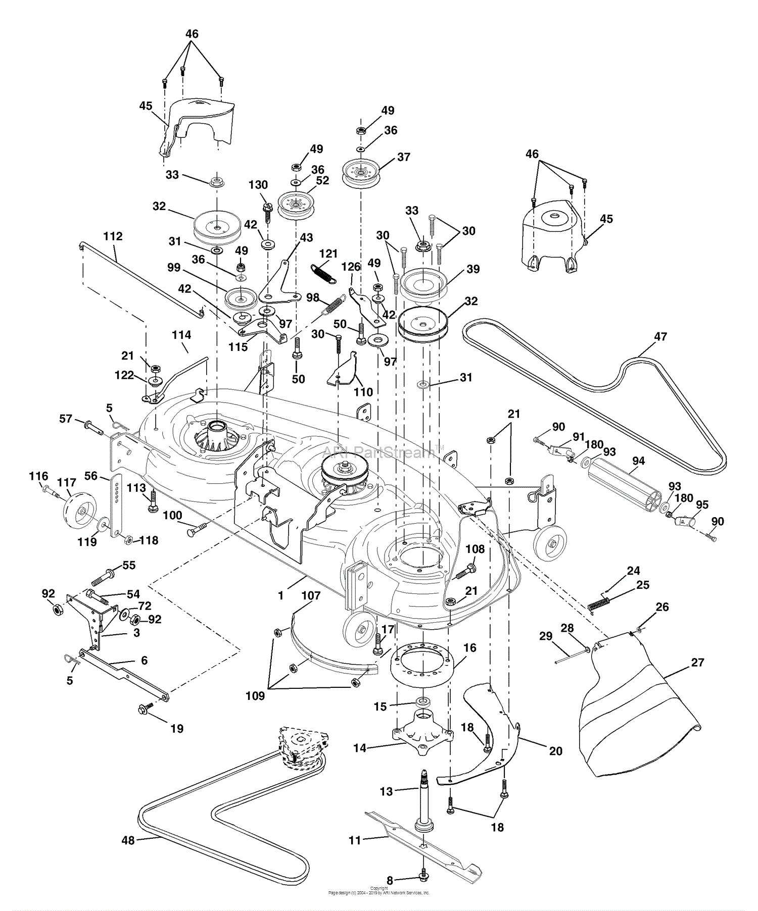 Husqvarna YTH 1848 XPB (954567260) (2001-05) Parts Diagram for Mower Deck